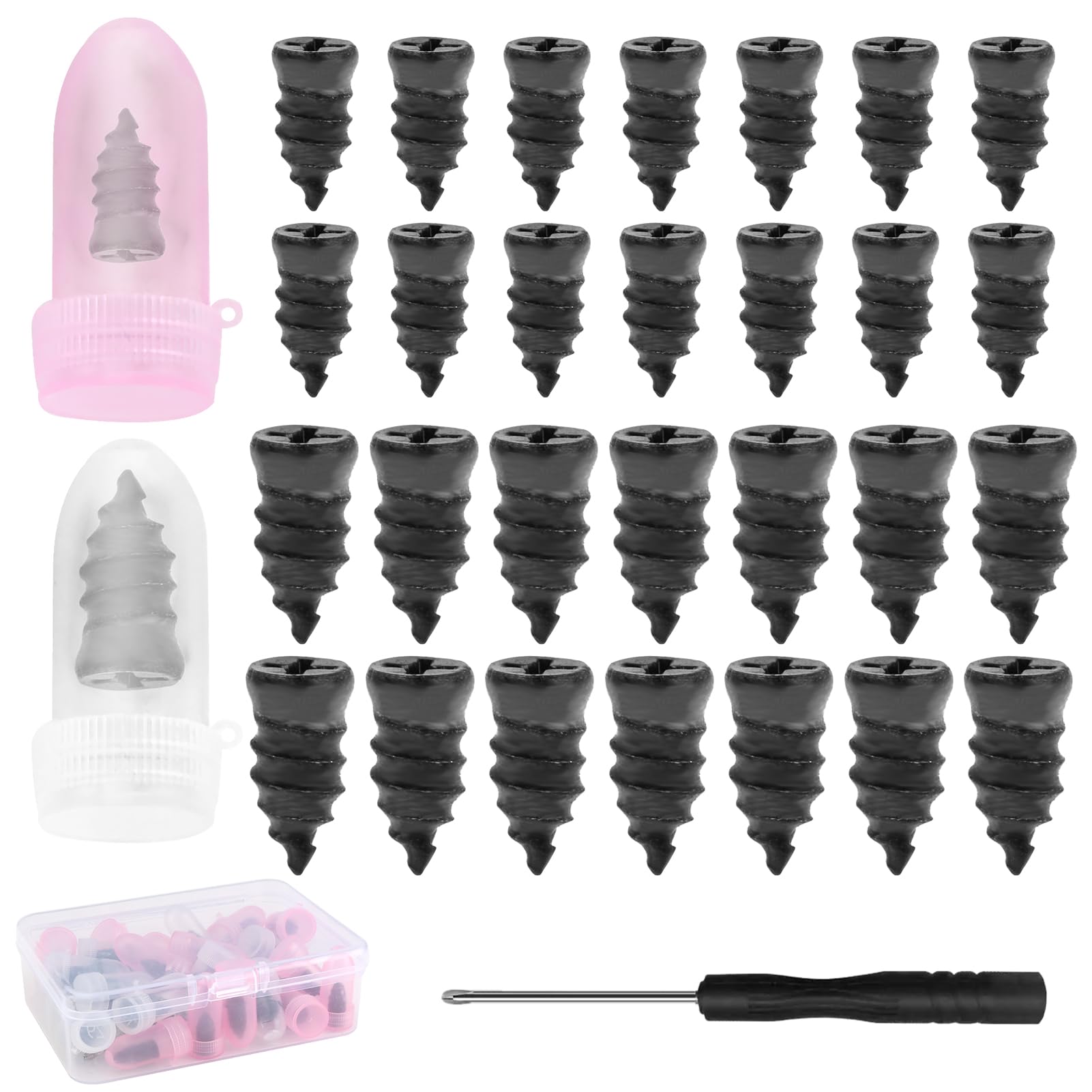 30Pcs Car Tyre Repair Kit, Universal Car Tyre Puncture Repair Kit with Screwdriver, Fast Seal Rubber Nails for Quick Emergency Fix, Portable Tyre Plug Repair Kits for Auto Motorcycle (15 S+15 L)