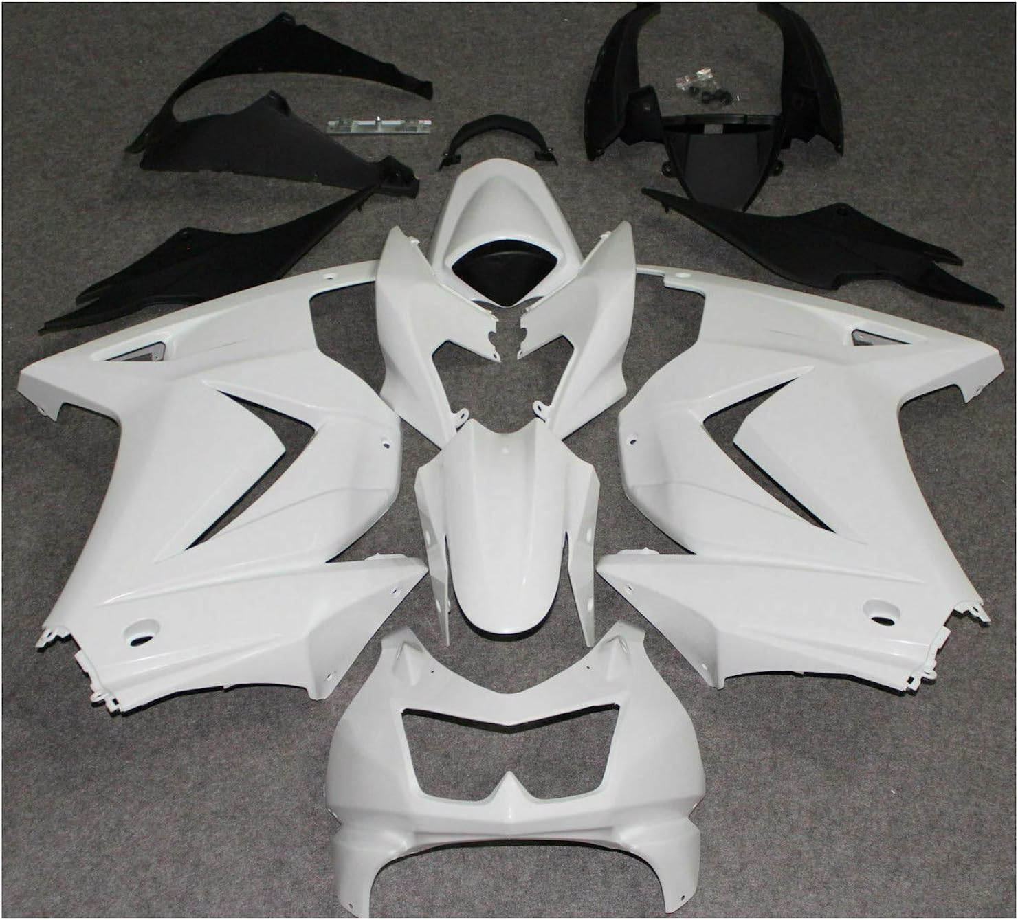 HTTMT- Fairing Bodywork Kit Compatible with Kawasaki Ninja 250R EX250 2008-2012 Gloss Black ABS Injection Body Frame Parts Body Kit [P/N: US-K0208-Unpainted White]