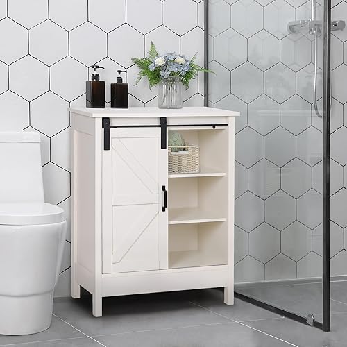 Miniatura 5 de Sophia & William Armario de piso de baño, gabinete de buffet de cocina con puerta corrediza de granero, gabinete de almacenamiento de granja