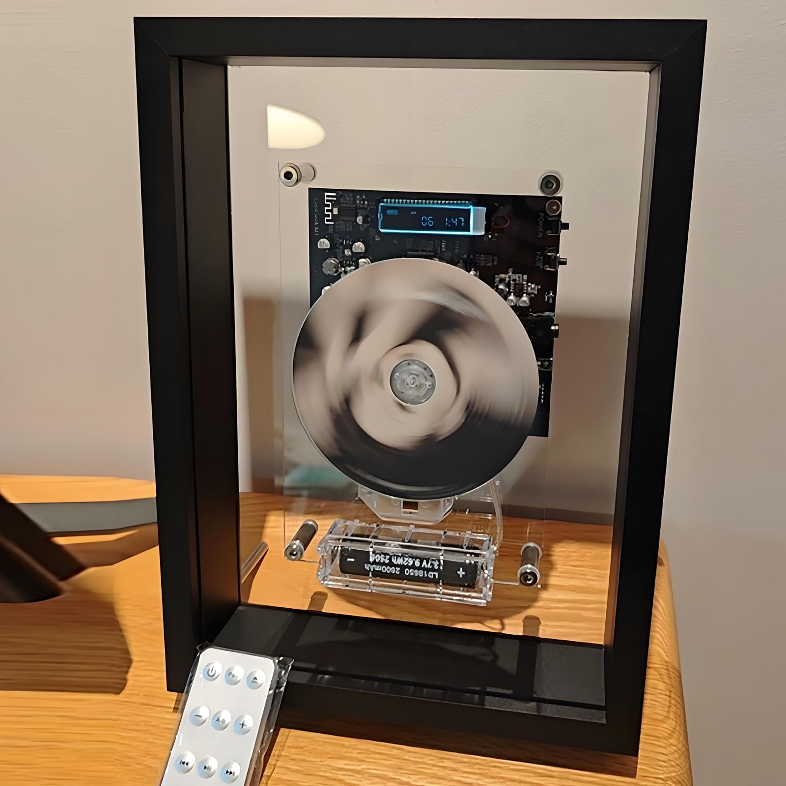 Lettore CD Decorativo, Cornice Musicale con Telecomando, Bluetooth 5.0/Uscita AUX 3,5 Mm, 2 Opzioni di Posizionamento, per Casa, Ufficio e Galleria