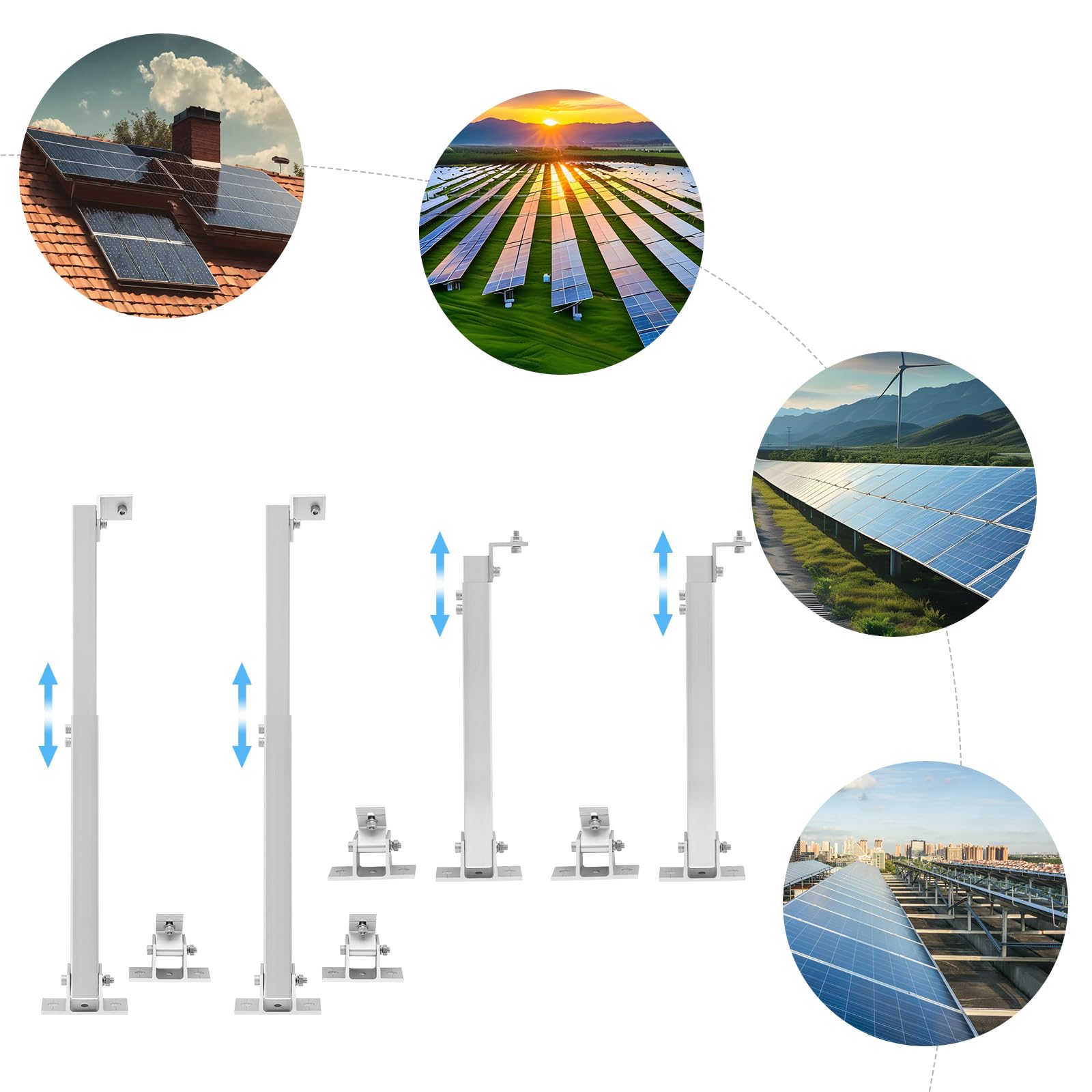 Supporto per pannello solare, regolabile, per balcone, tetto, roulotte (2 paia)