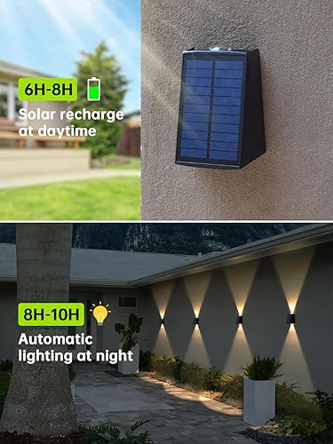 Miniatura 3 de Luces solares para exteriores, luz solar de pared arriba y abajo, impermeable, IP65, del atardecer al amanecer, aplique para valla, porche,