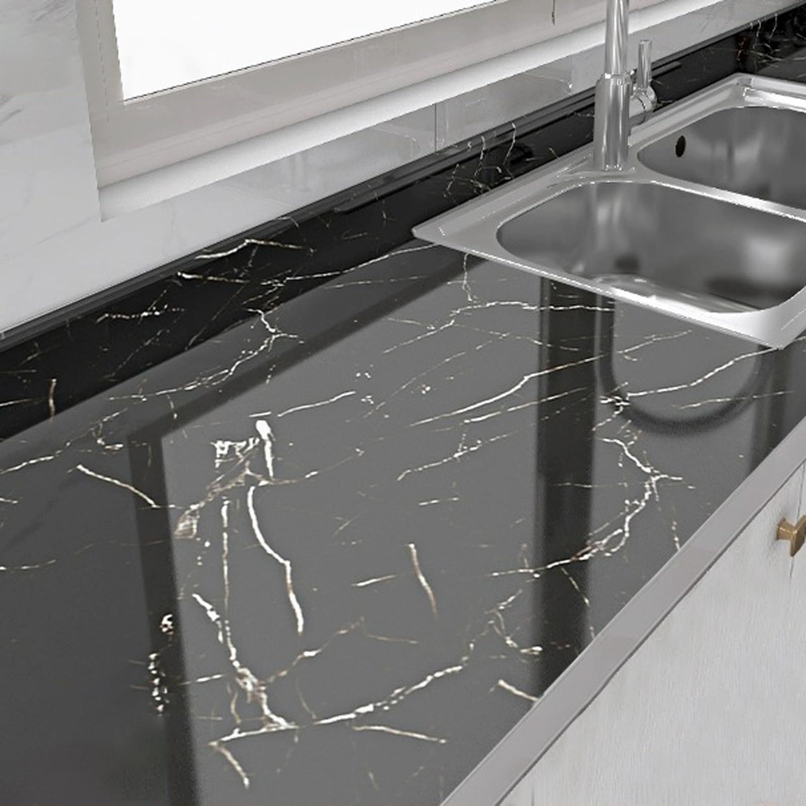 Foelanne Style J Back Self Adhesive Wallpaper, Marble Self-Adhesive Contact Paper For Kitchen Work Multicolor Multiple Sizes(,60Cm*5M)