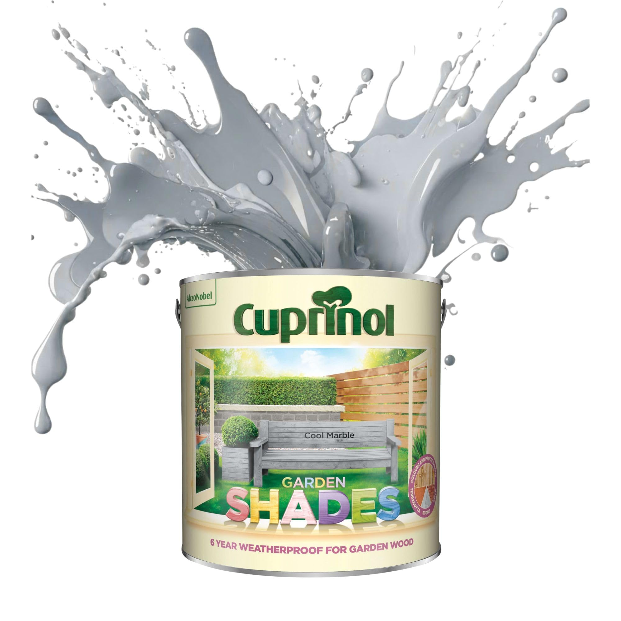 ARUUJ Garden Shades Cool Marble, 1 Liter Fence Paint, Outdoor Wood Paint for Sheds, Gardens Furniture, Trellis Fence & Exterior Wood, Water Based Matt Finish, Weather Resistant