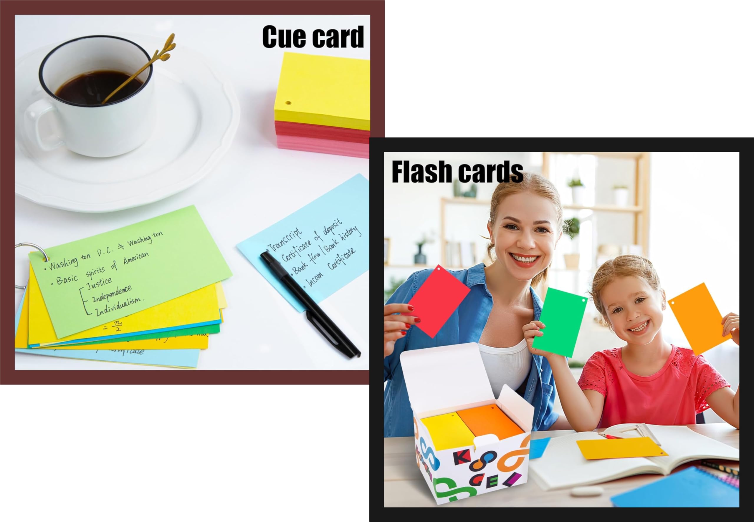 IMPRINT Colored Card Stock | Flash Cards Pre punched in The Corner | 120 Sheets with 4 Card Rings 2