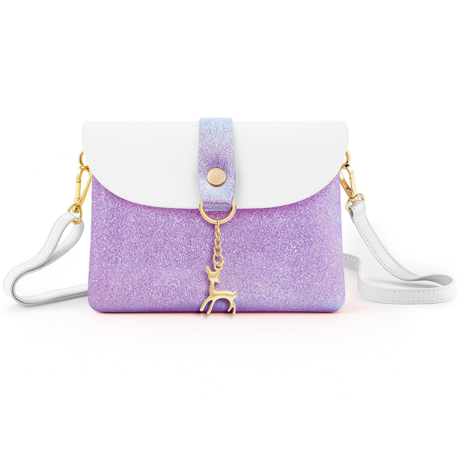 Small Crossbody Purse, PU Leather Small Purse for Girls With Pendant With Strap/Gold Chain Strap