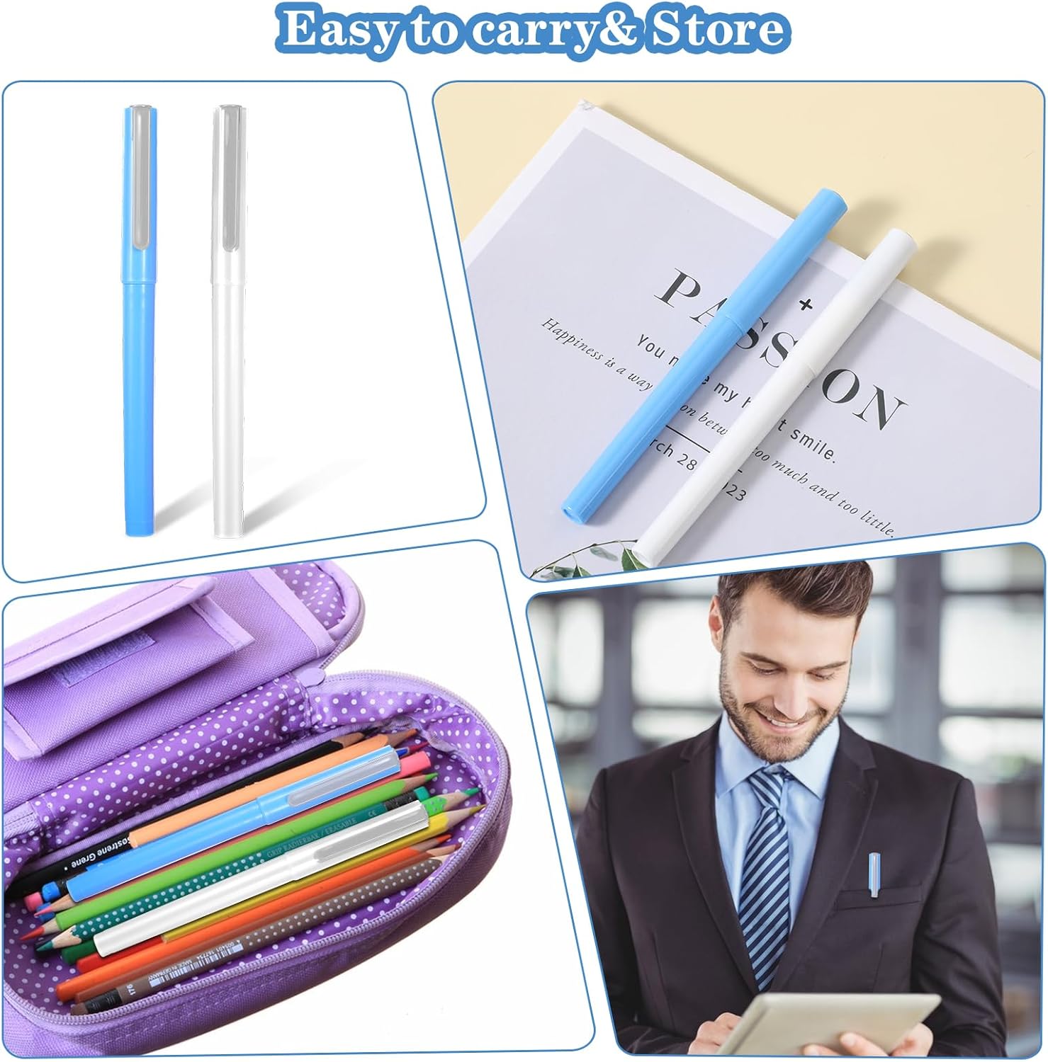 2 Pcs Hobby Knife DIY Diamond Paintings Parchment Paper Cutter Precision Craft Ceramic Blade Knife Pen for Cutting Paper Art with Replaceable(Blue, White)