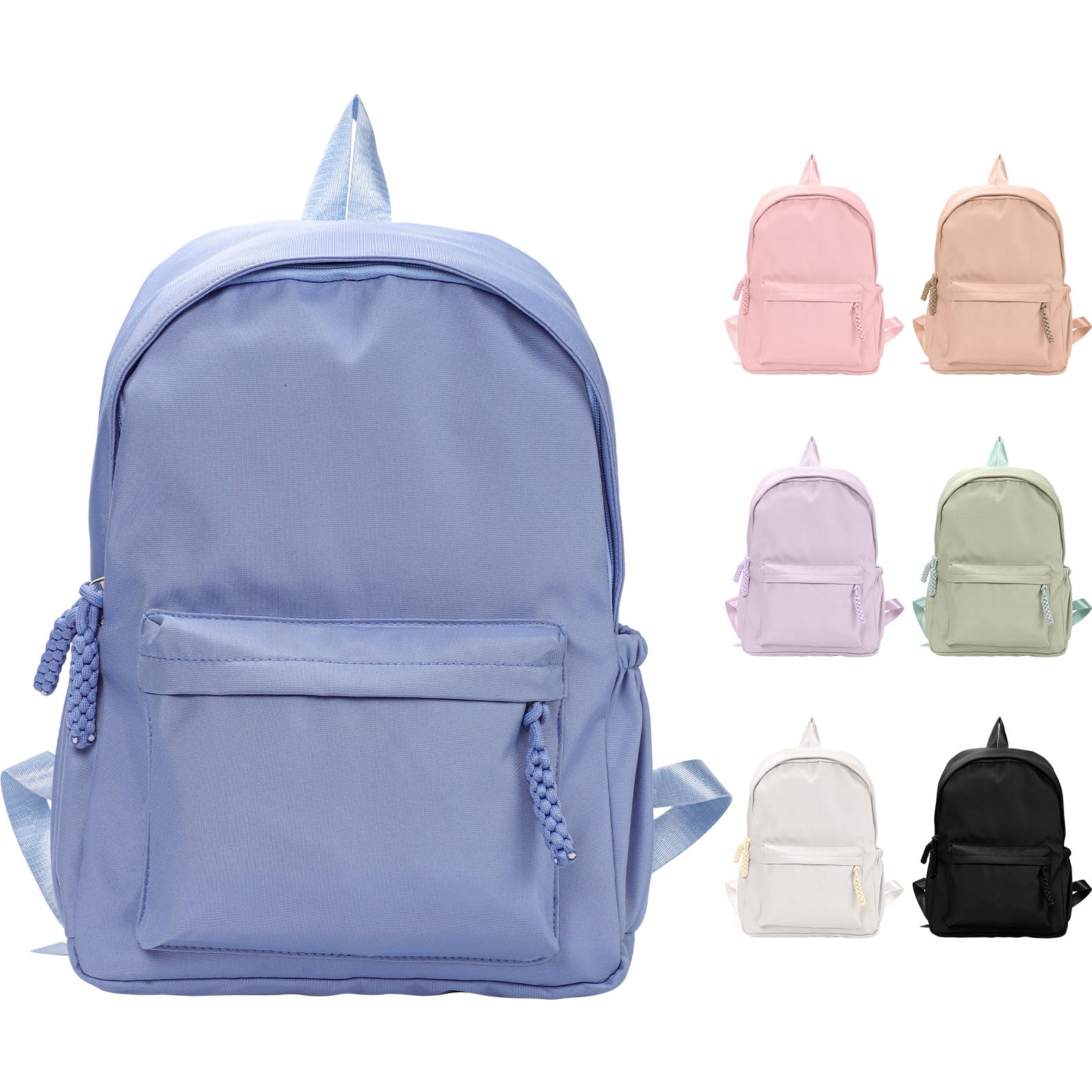 Fjquamitix Backpack for Girls Women High School Book Bag Cute Backpack for Men Teens, Lightweight Simple Middle School Back Pack Daypack (Blue)