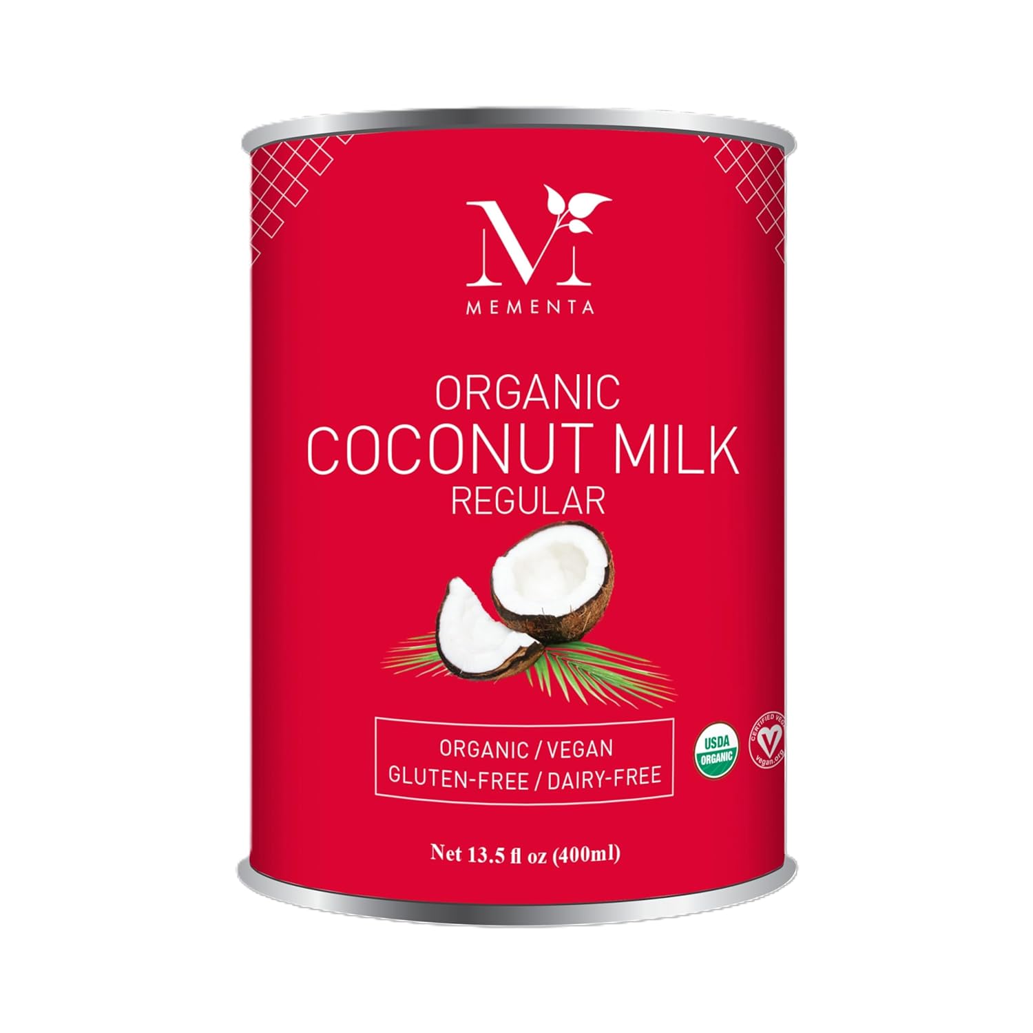 Mementa Inc Organic Coconut Milk Regular 18% - Dairy Free, Plant Based Vegan Milk, Lactose Free - 13.5 Fl Oz (Pack of 3) - Ideal for Cooking and Baking