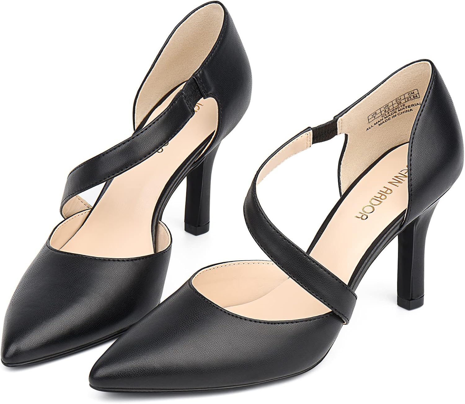 JENN ARDOR Womens Mid Heels D'Orsay Kitten Pumps Dressy Heels for Women Evening Stilettos Closed Pointed Toe Wedding Bride Party Shoes - Image 3