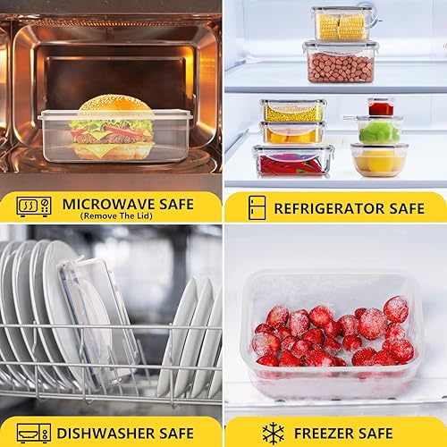 Miniatura 6 de Juego de 34 recipientes de almacenamiento de alimentos con tapas herméticas 17 tapas y 17 recipientes recipiente de plástico sin BPA para