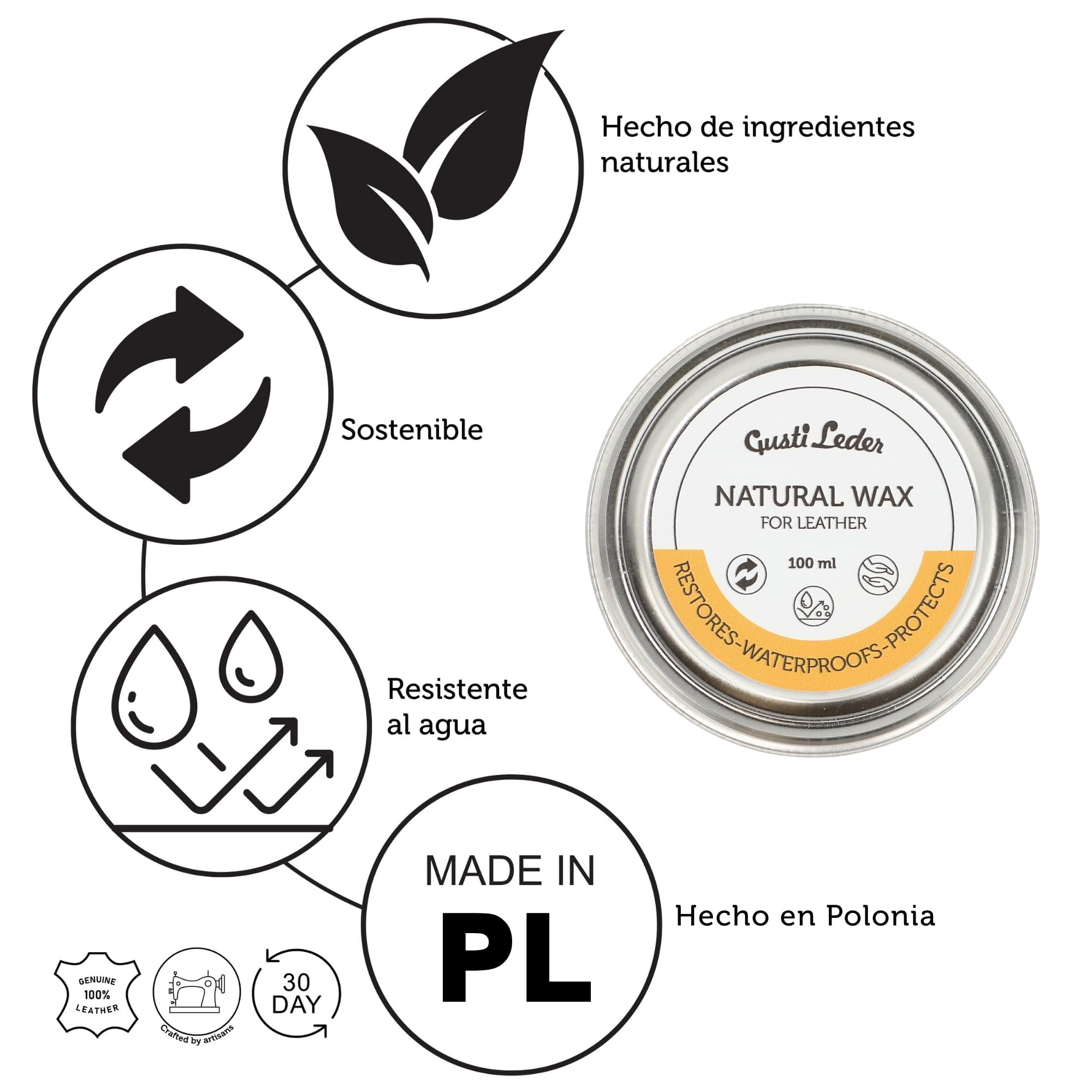 Gusti Natural wax cuidado Natural wax 100ml protección natural cuero amarillo cera