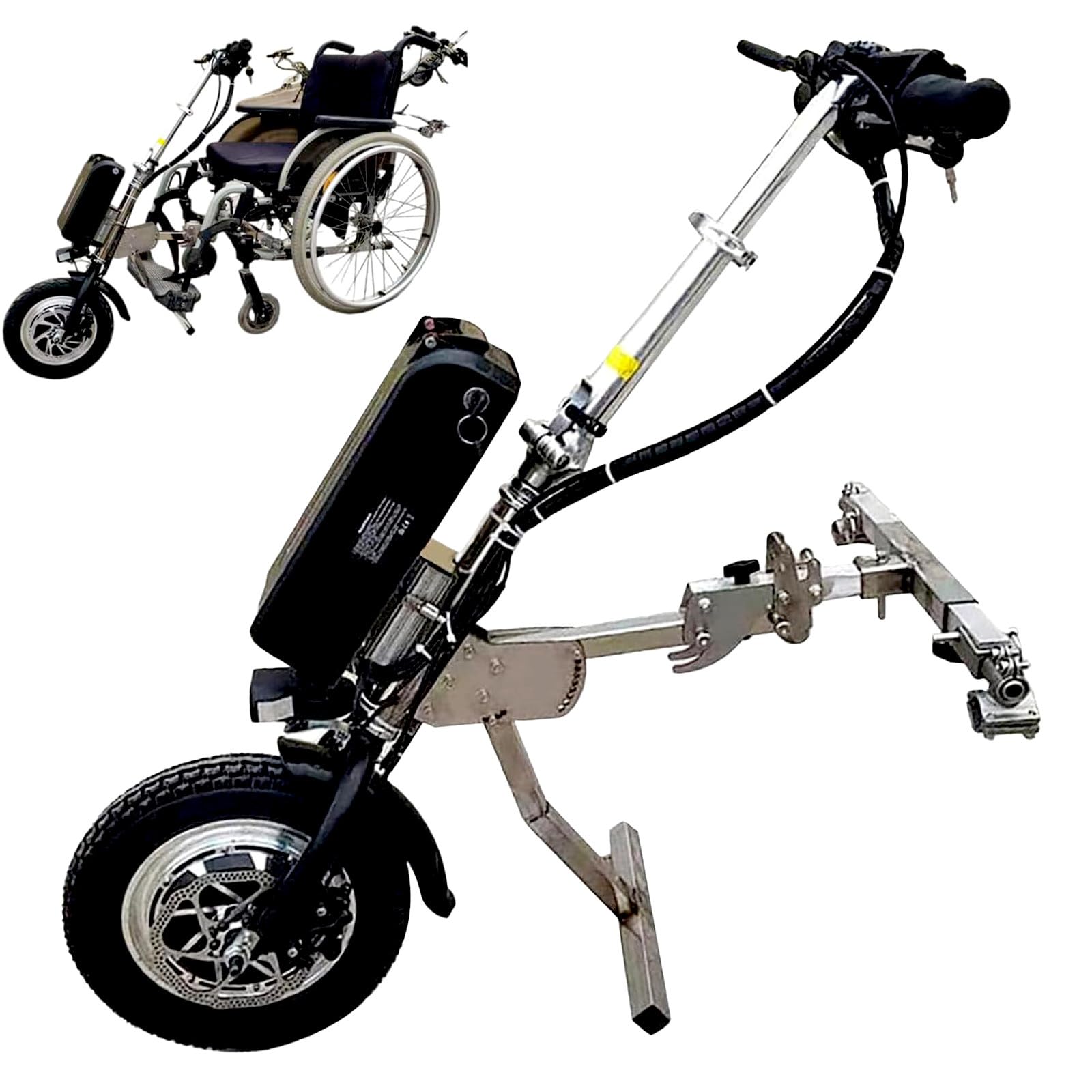 Sedia a rotelle elettrica da 500 W per Sedia a rotelle Manuale, Assistenza alla trazione elettrica, con Luce Anteriore + Tweeter, Batteria da 48 V 17 Ah, 3 velocità, autonomia 70 km B