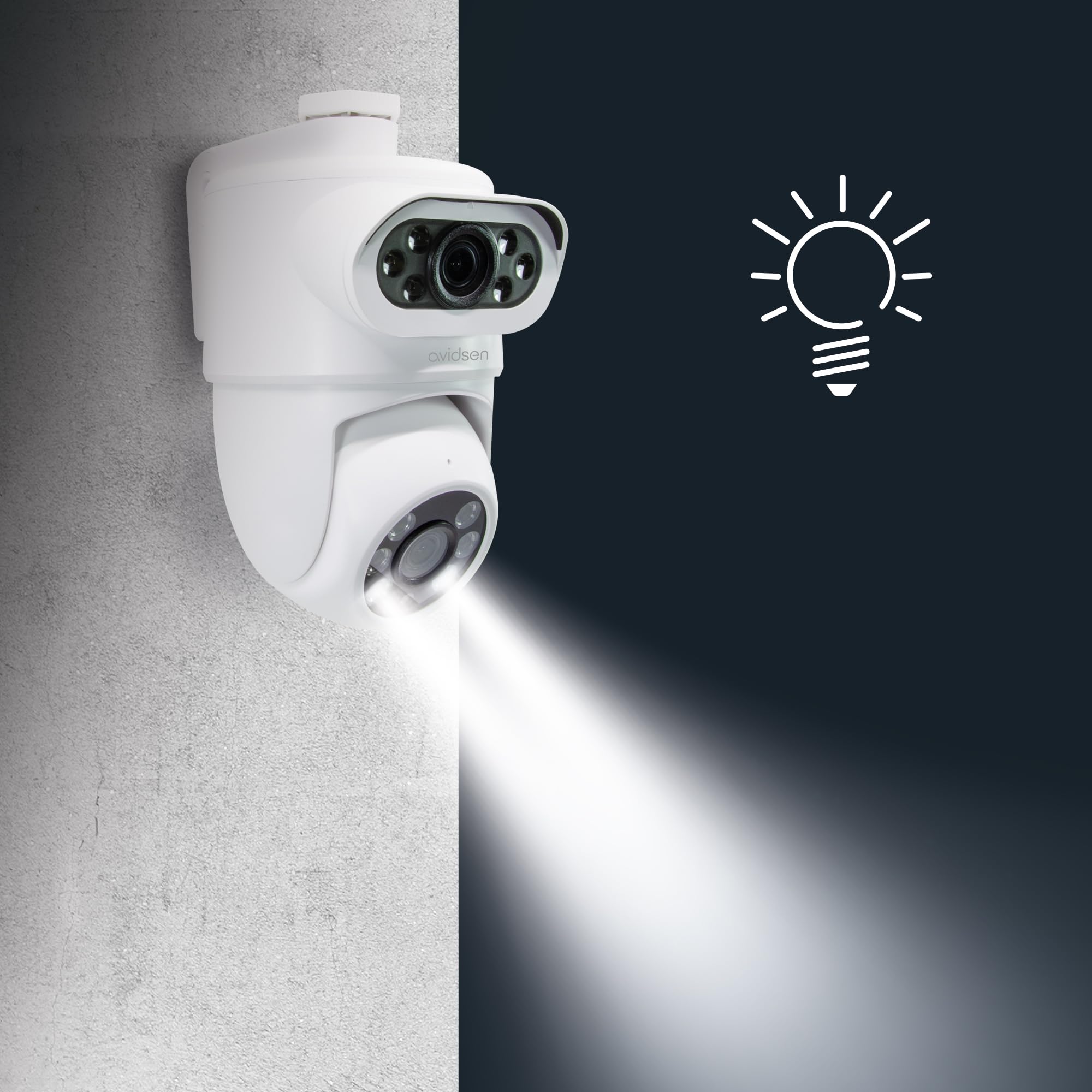 Avidsen HomeCam Dual 2K 3MP — Caméra de Surveillance Extérieure Filaire WiFi Double Objectif, PTZ 355°/90°, Suivi Automatique, Sirène 80dB, LED 150 Lumens, Vision Nocturne Couleur