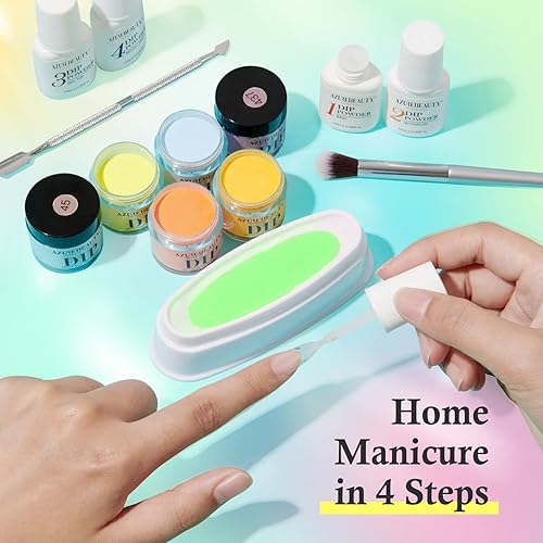 Miniatura 15 de AZUREBEAUTY - Juego de 31 piezas de polvo de inmersión para uñas, 20 colores, morado, azul, purpurina, bandeja de reciclaje de polvo de inmersión