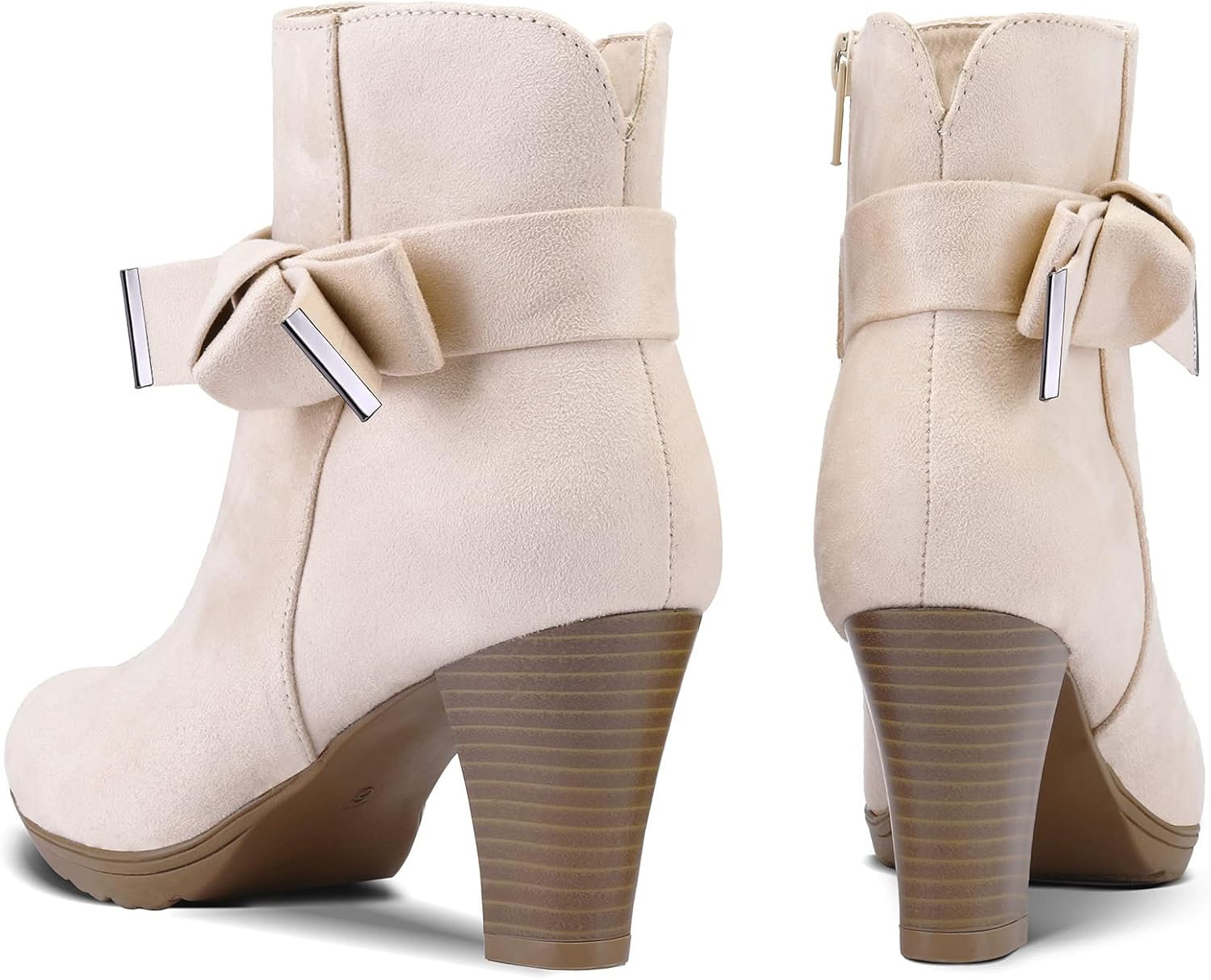 mysoft Women's Booties with Heel, Chunky Stacked Heel Zipper Ankle Boots for Ladies - Image 6