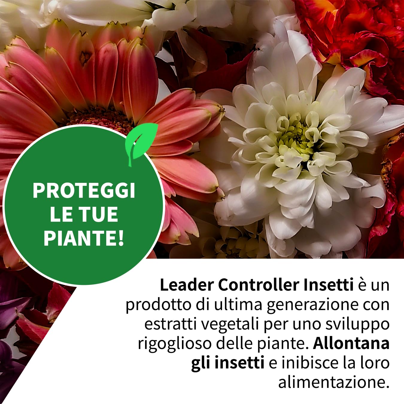 LEADER, Controller Insetti, Contiene Estratti Vegetali, Svolge un Effetto Repellente Contro gli Insetti Dannosi e Favorisce lo Sviluppo delle Difese delle Piante, Ampio Spettro d'Azione, Formato da 1L