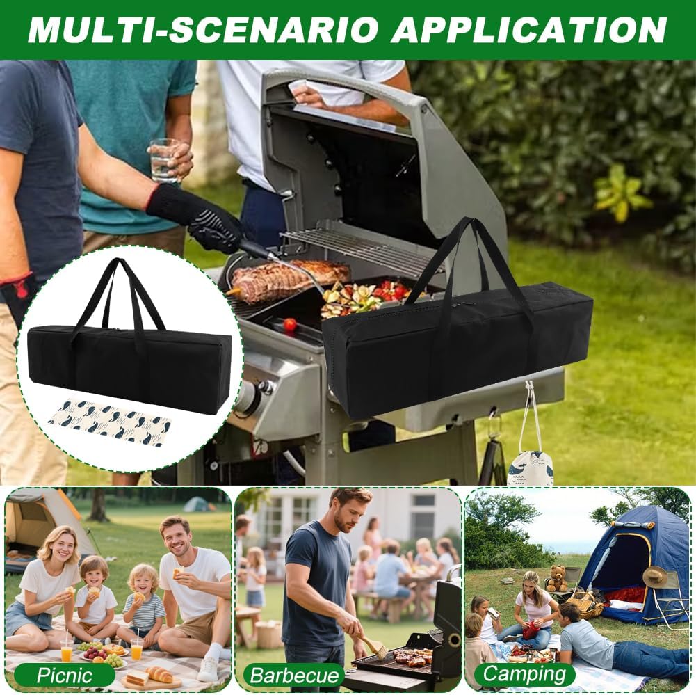 Grill Tool Storage Bag, Oxford Cloth BBQ Tool Storage Bag Foldable Grilling Bag, Waterproof Suitable for Grill Utensil Storag-e for Camping Tailgates and Parties Hiking BBQ