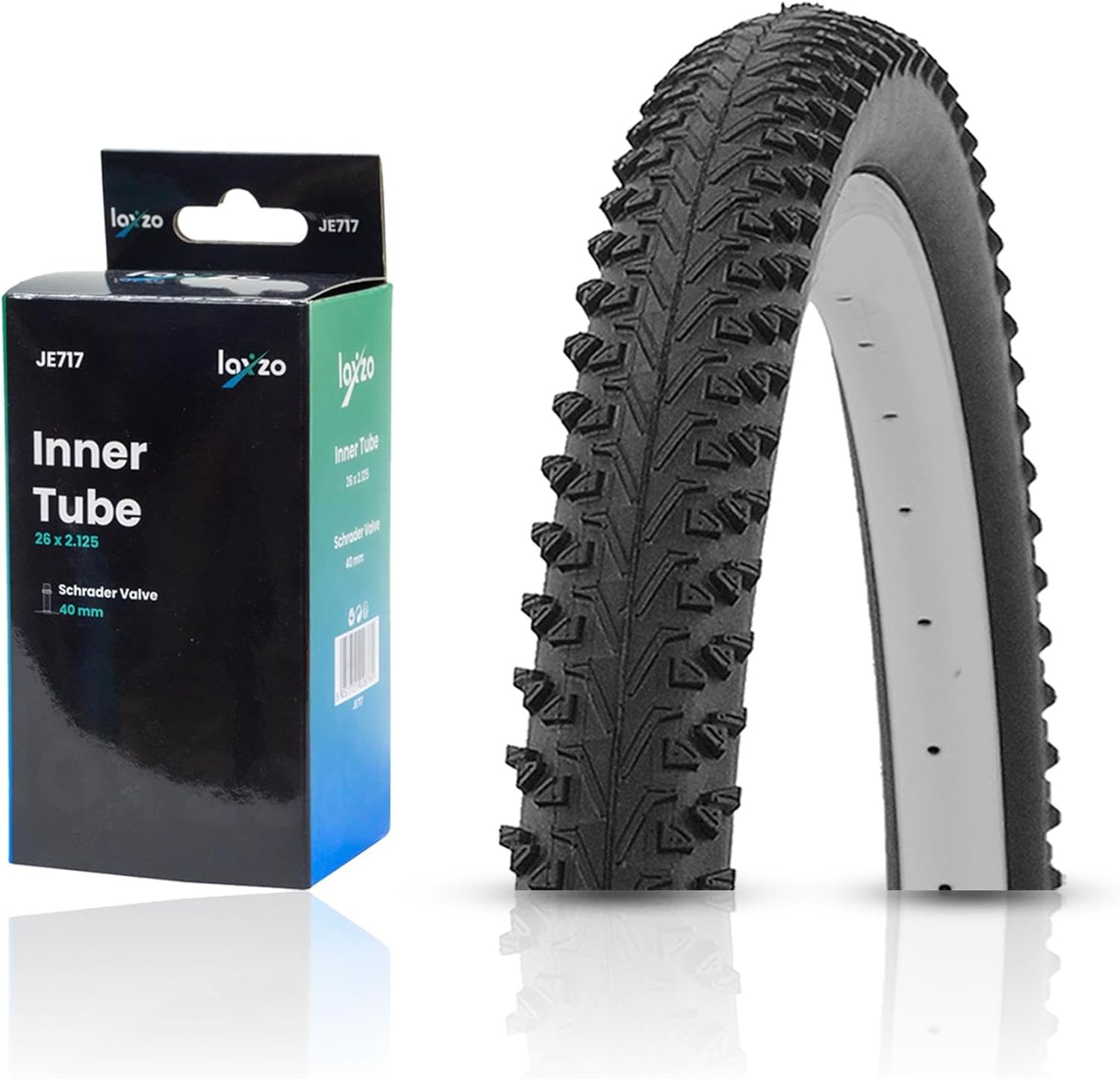 ® Bicycle 26 x 1.95 Bike Tyre 53-559 30 TPI Tyres with Schrader Valve Inner Tube for MTB Mountain Hybrid Bike Bicycle