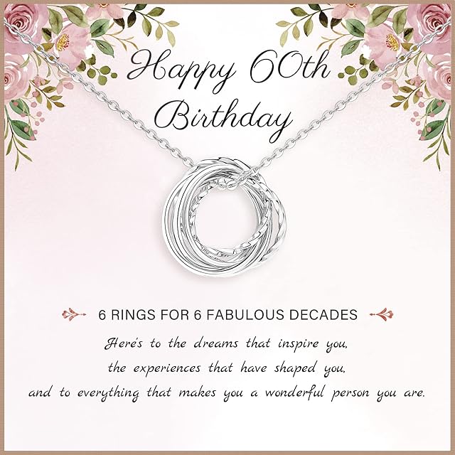 Birthday Gifts for Women S925 Sterling Silver Birthday Necklaces GoldSilver 30th 40th 50th 60th 70th Happy Mothers Day Jewelry 3 4 5 6 7 Decade Circles Pandent for Daughter Mom Friend Jewelry