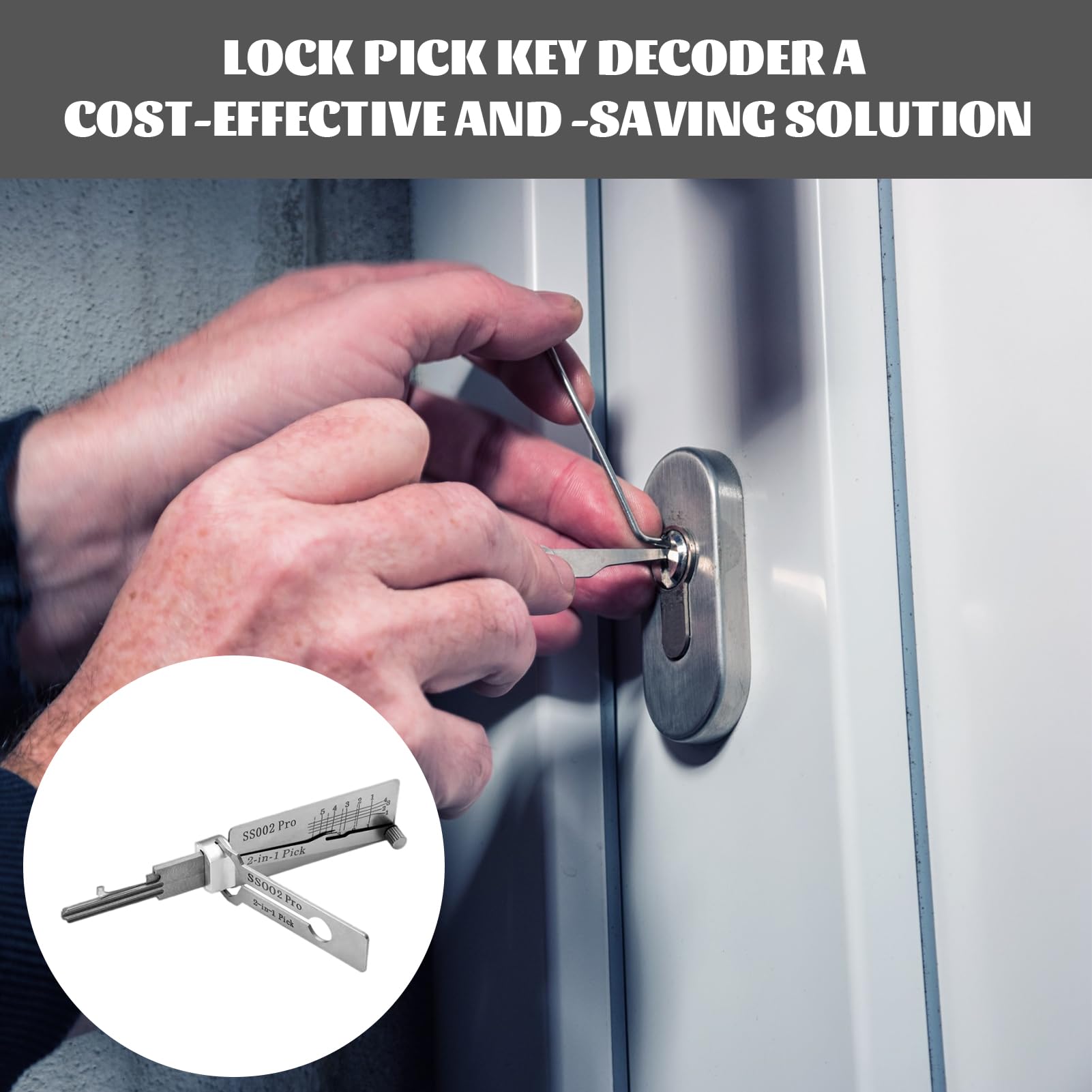 2 in 1 Stainless Steel Master Key Decoder, SS002 Pro Lock Picking Tool, Master K ey Decoder Lo-ck Picking Tool, LiShi L ock Pick, Stainless Steel Ke y Decoder kit, Locksmith Tools Professional Set - Image 4