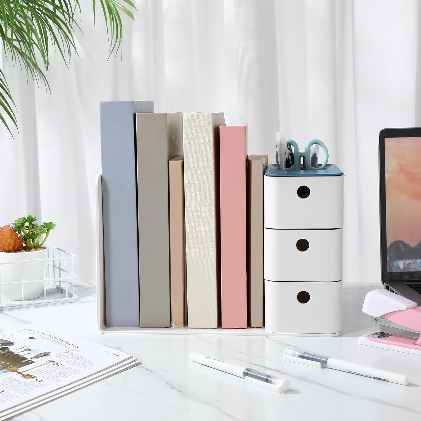 VILLCASE Schreibtischschubladen Organizer aus Kunststoff Kleiner Multifunktionaler Aufbewahrungsbox in Blau Platzsparend für Büro Make Up und Schreibtischzubehör