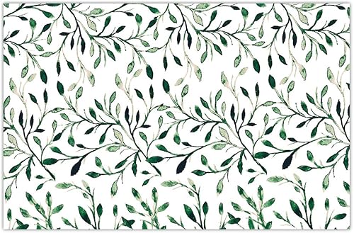 Greenery - Juego de 25 manteles individuales de papel desechables, diseño de hojas, ideal para bodas, bautismos, fiestas de compromiso, brunch
