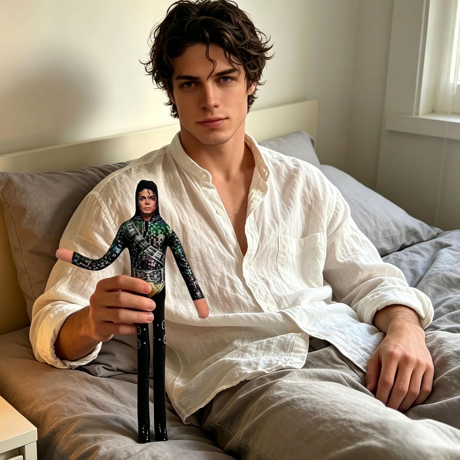 FQZWONG Michaell Plush Doll 28 cm Bendable Plush Pillow Cartoon Soft Funny Doll Miachelll Action Figure Rock King Classic Album Dolls Character Soft Toy for Adults Funny Birthdays Gift image 4