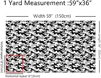 Vista 2 de The Yard - Tela de camuflaje gris, tela de tapicería negra blanca y gris para coser sillas, sofá, tela impermeable abstracta de camuflaje militar