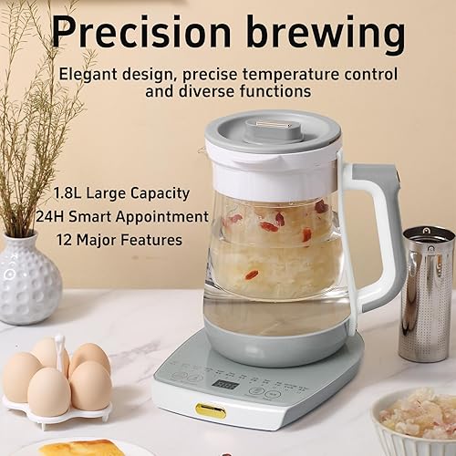 Miniatura 2 de Health Pot - Hervidor eléctrico con infusor y olla de estofado, cafetera inteligente de frutas, control de temperatura y té para mantener el calor,