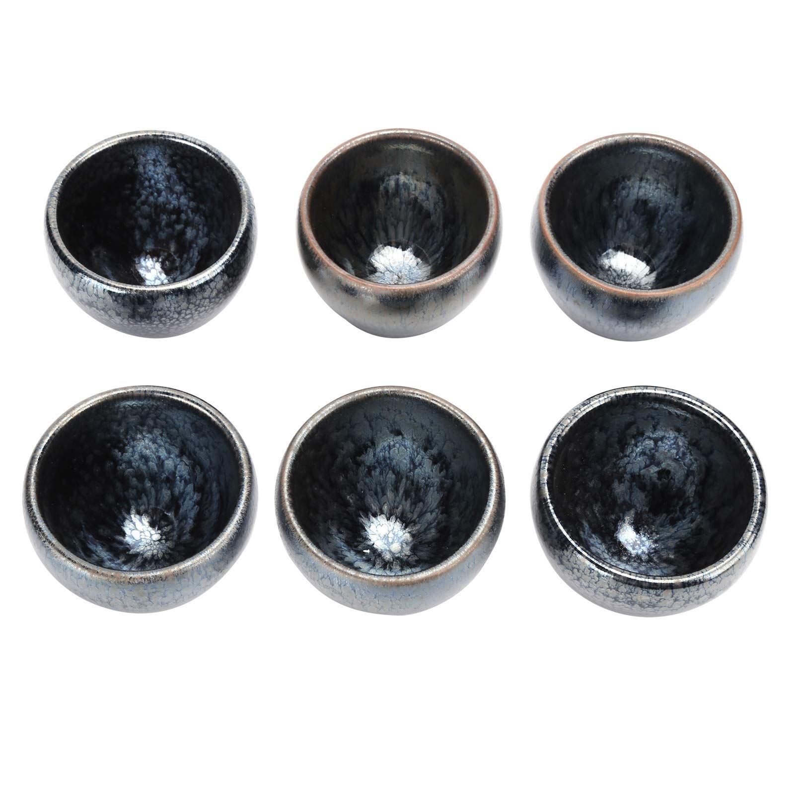 Zestaw Ceramicznych Filiżanek do Herbaty Kubek Ceramiczny 6 Sztuk Tradycyjna Glazurowana Filiżanka 7 X 6,2 Cm do Degustacji Herbaty Kung Fu Kolekcja Wystawowa w Kuchni Domowej (kwiaty)