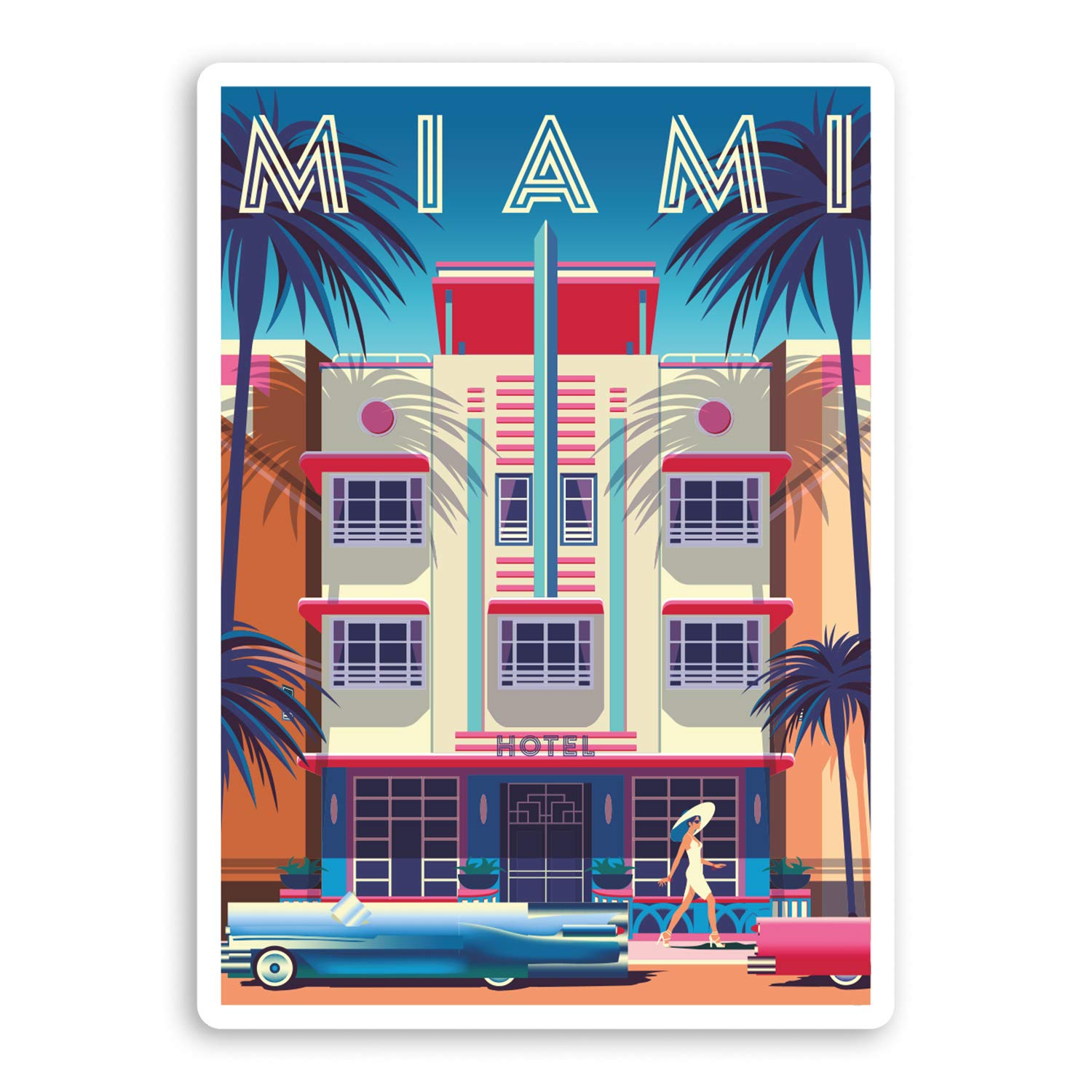 Destination Vinyl Ltd Multi 2 X 10Cm Elegant Miami America Vinyl Stickers - Usa Luggage Sticker #34591 (10Cm Tall)