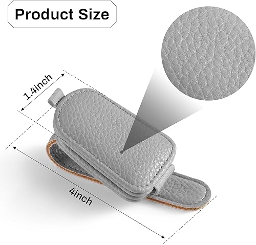 Miniatura 5 de SINGARO Soporte para lentes de sol para automóvil, hebilla magnética de cuero, clip para lentes de sol, clip para lentes de sol, almacenamiento de