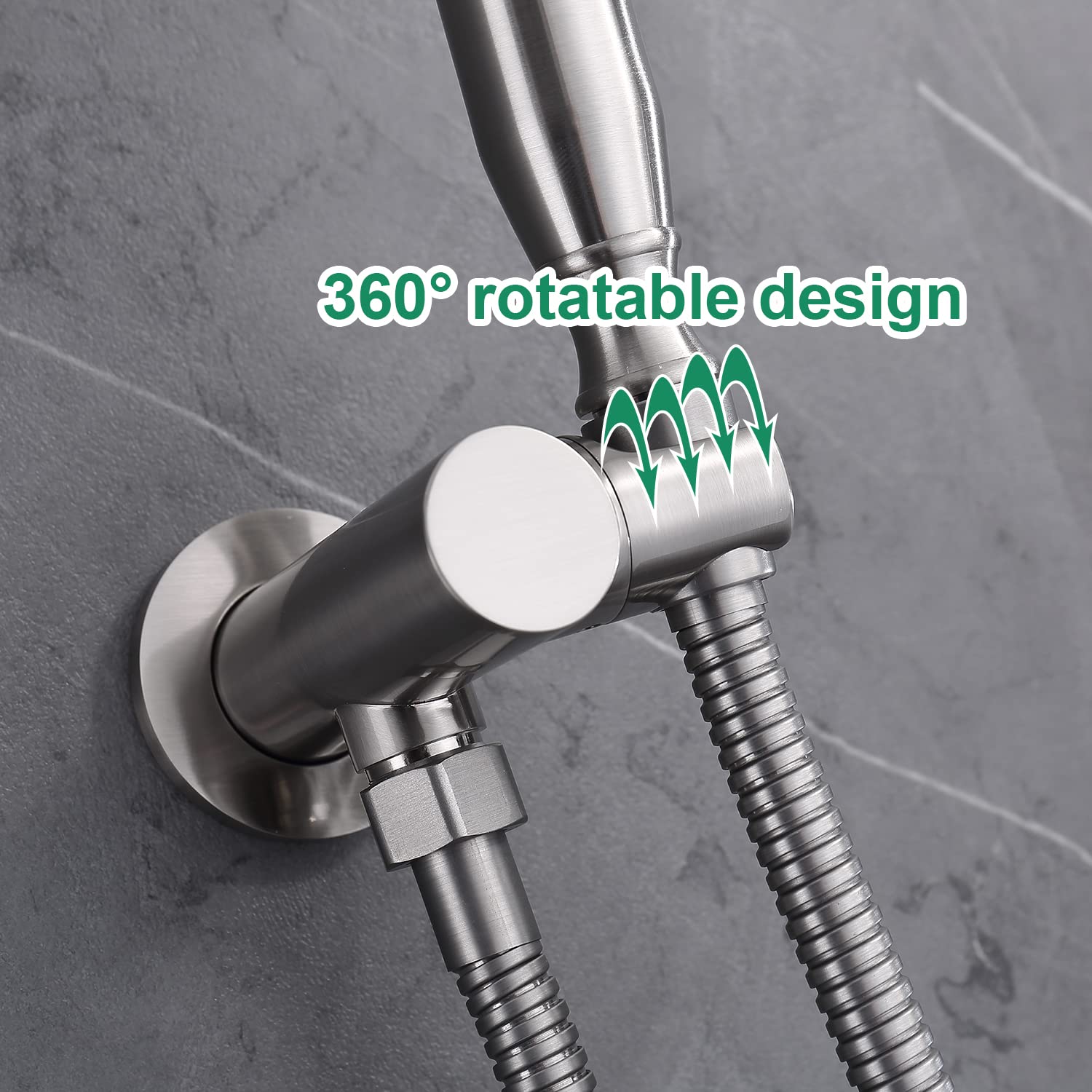 ENGA Vintage Telephone Shaped Handheld Shower Sprayer with Holder and Hose Set Retro Brass Shower Head Wand Water Sprayer with Bracket,Brushed Nickel