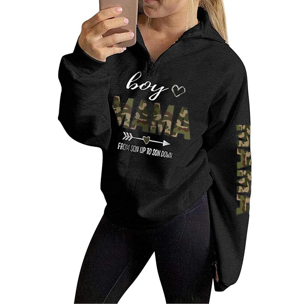 トップス *sweet mother* TAIUICY Women Leopard Print Boy Mama Zip Up Sweatshirt Funny