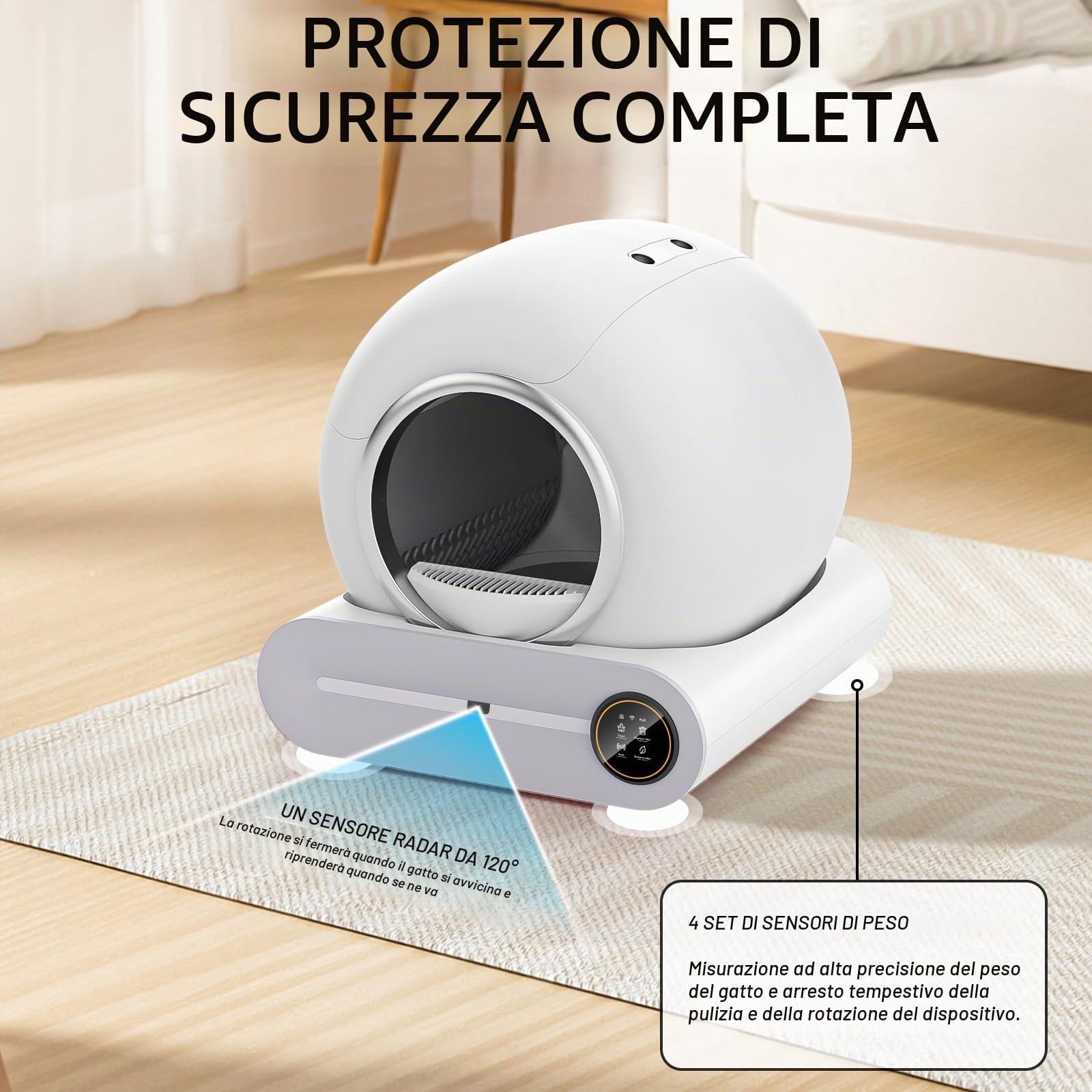 Gerbala Lettiera intelligente autopulente per gatti, 65 l, autopulente, controllo app, grande capacità, per gatti