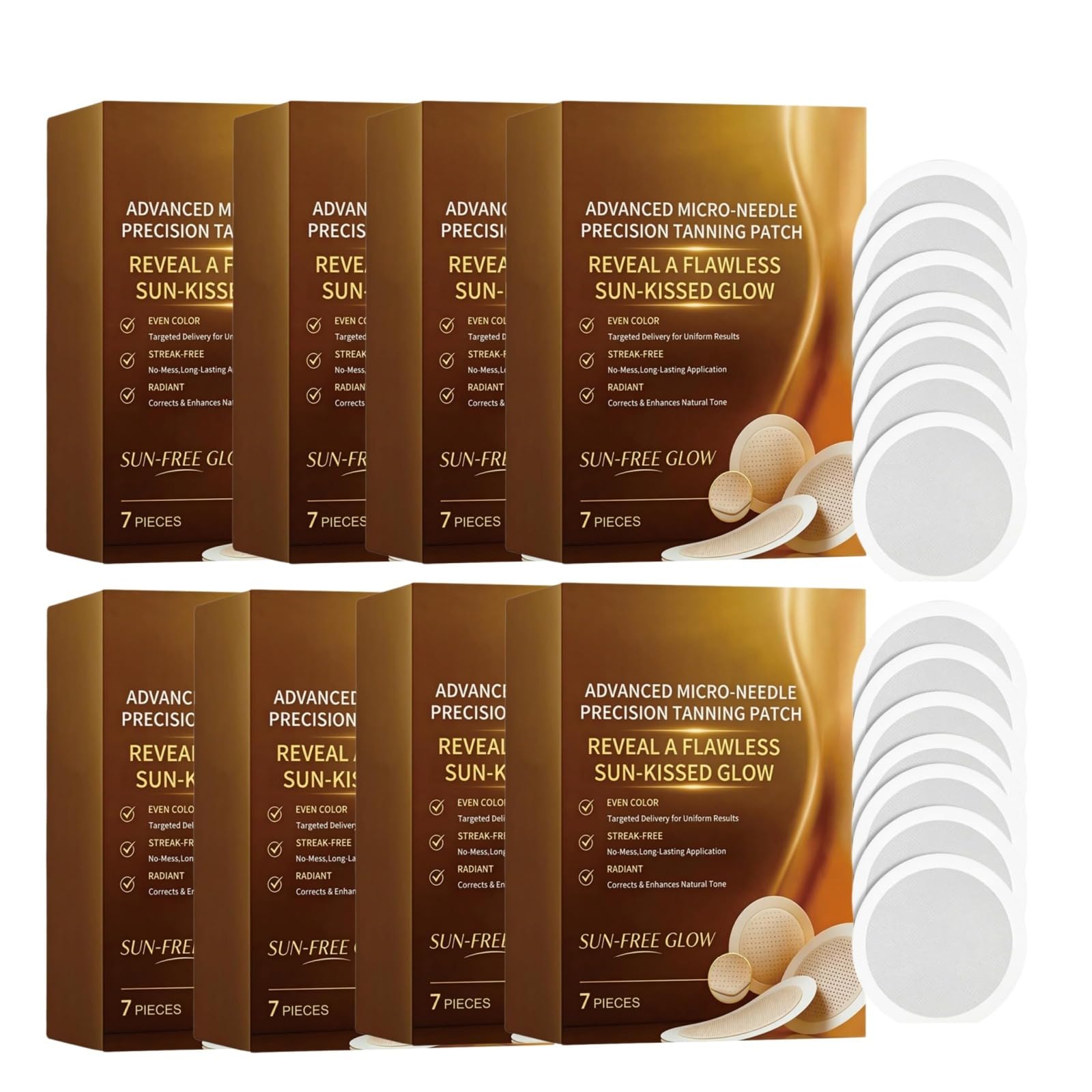 Accélérateur de bronzage naturel pour le corps et le visage - Pansement bronzant à micro-aiguilles - Pour femmes et hommes - Pour les types de peau - UtilisationPatchs autobronzants - 7 pièces