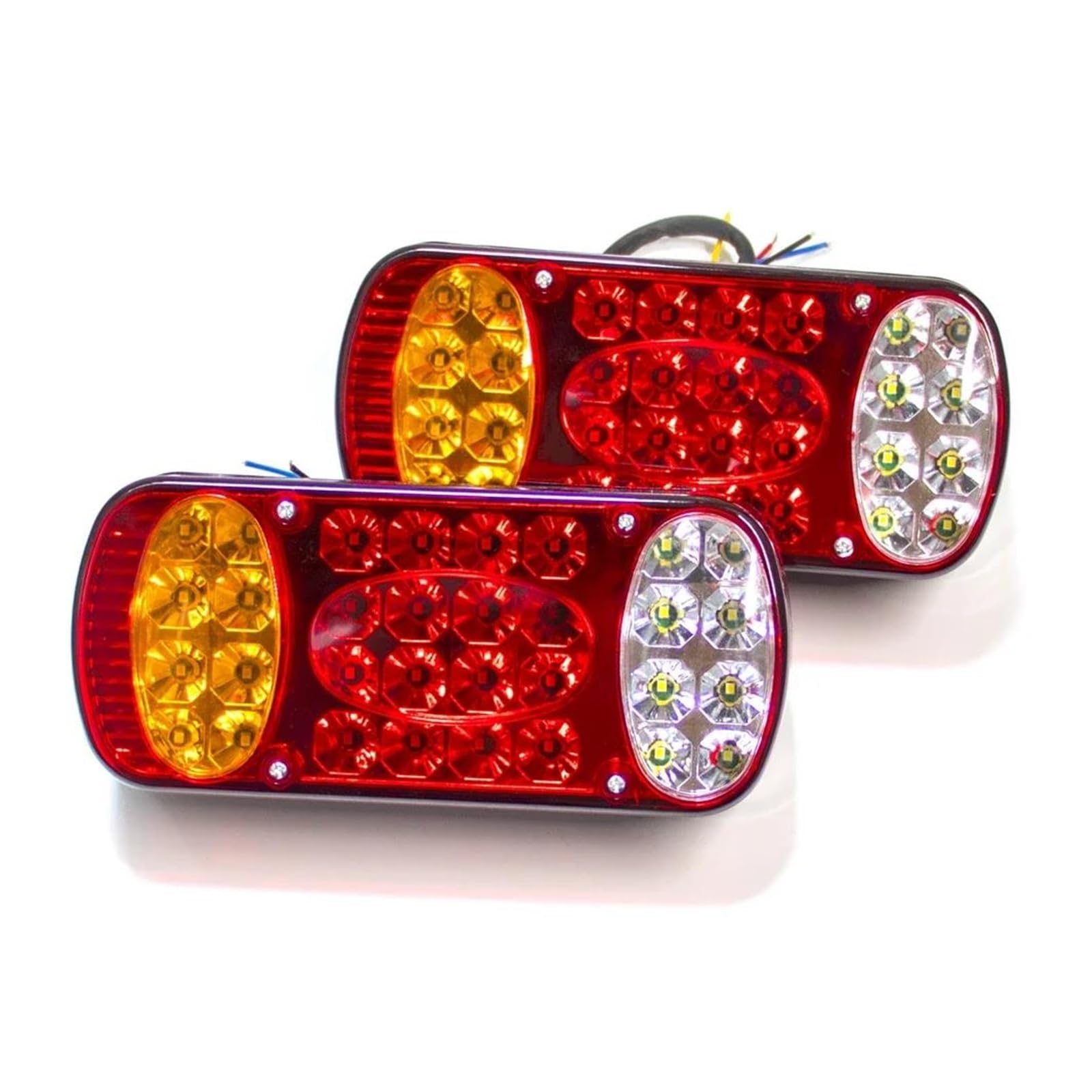 Genérico Piloto Posterior Luz trasera LED para camión 2 uds 12V 24V freno señal inversa indicador remolque caravana furgoneta, UTE Faros Traseros