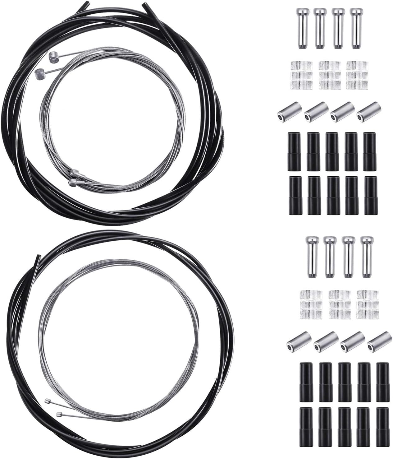 Universal Bike Brake Cable Kit Derailleur Bicycle Shifter Cable Housing Set Transmission Line with O-Rings End Caps for Mountain Road Bike Repair