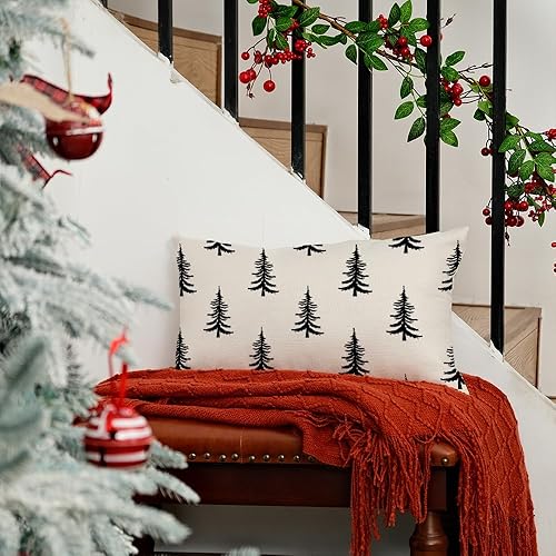 Miniatura 2 de AACORS AA313-12 - Funda de almohada de Navidad de 12 x 20 pulgadas, decoración de árbol de Navidad, decoración de casa de campo, para el hogar,