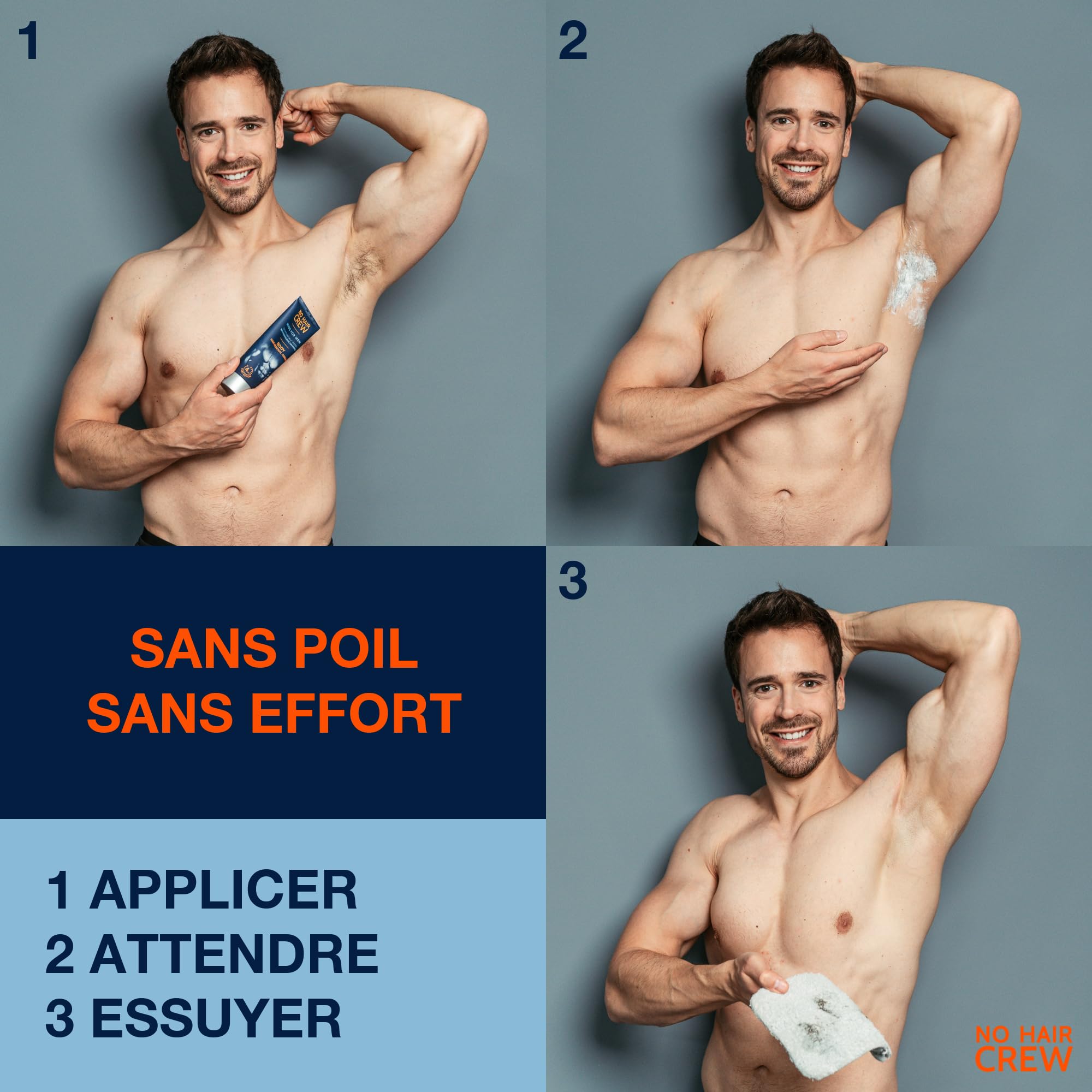 NO HAIR CREW Crème Dépilatoire Intime Homme 2 x 100 ml – L’Originale | Pour aine, testicules et fesses. Sans poils en 4–8 min, sans coupures ni feu du rasoir, avec une repousse plus douce.