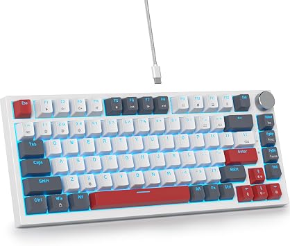 Guffercty kred 75% Mechanical Keyboard with Knob Gasket Mouse Wired TKL Gaming Keyboard 75% Hot Swappable Programmable for Windows Laptop PC Gamer 82 Grey