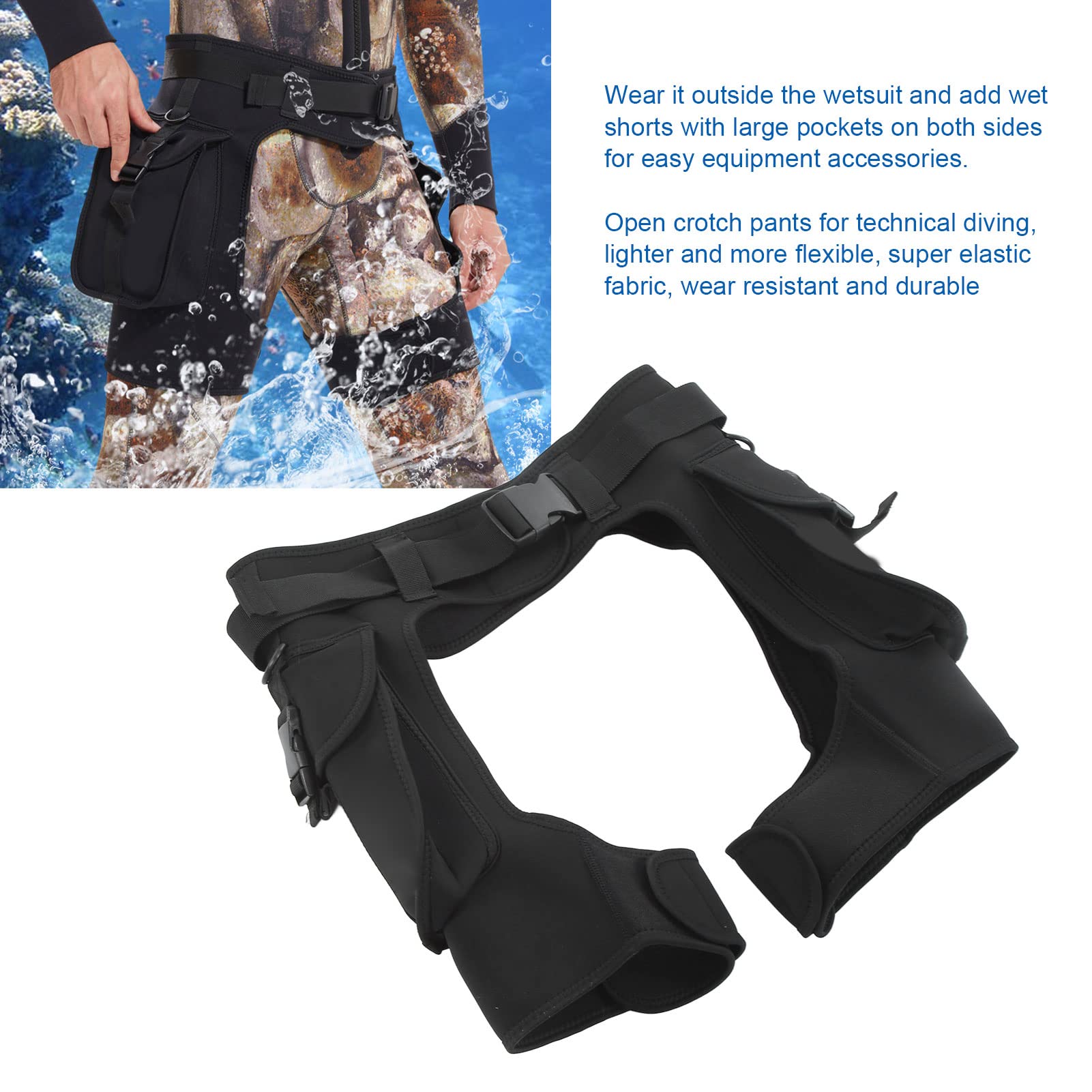 Pantalones Traje Neopreno para Hombre, Pantalones Cortos técnicos Buceo Neopreno 2,5 mm, Secado rápido, con Dos Bolsillos Laterales Grandes y Cintura Ajustable para Buceo técnico(X-Large)