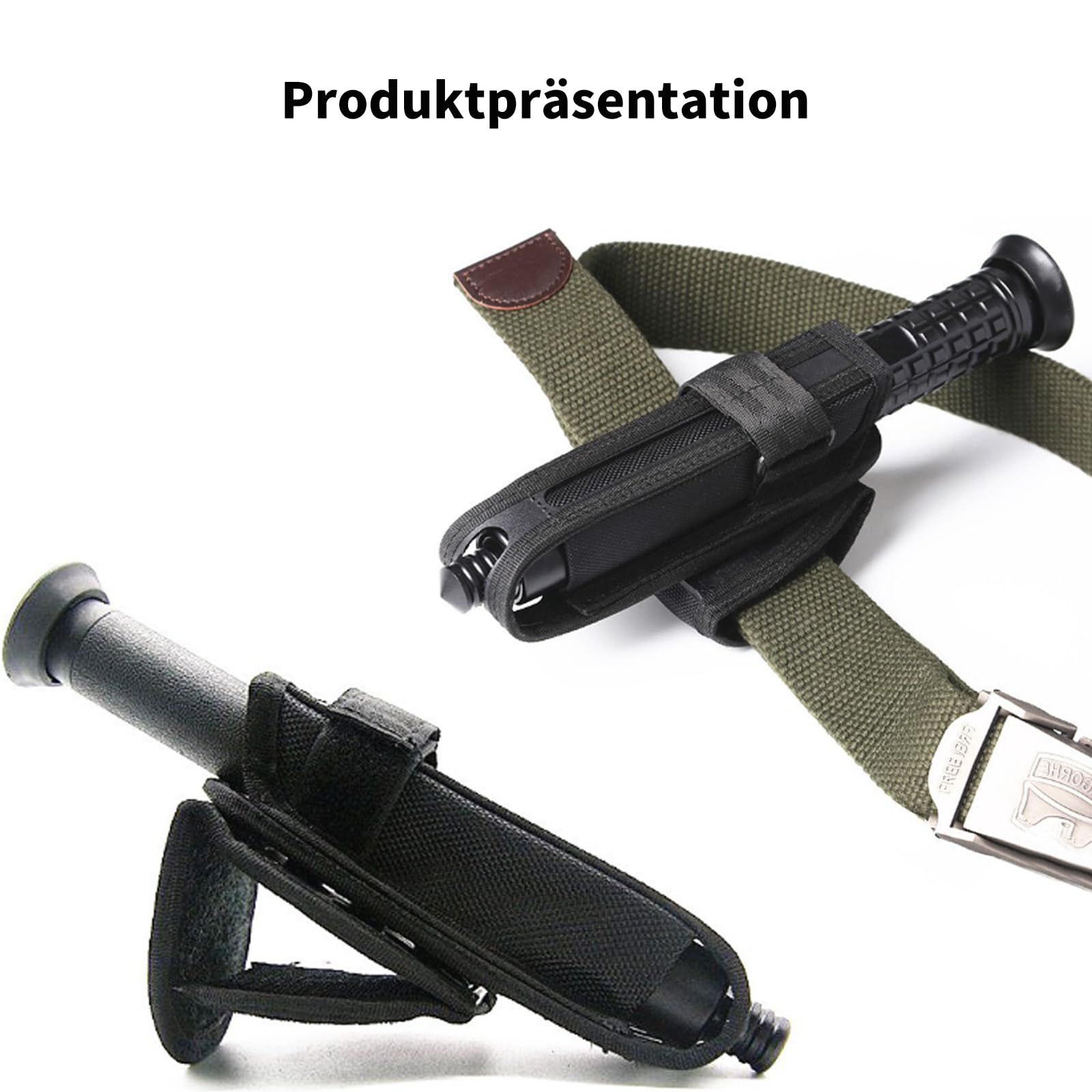 360 Grad Drehbare Schnellwahl-Swing-Stick-Abdeckung, Tragbare Schlagstock Abdeckung, Schlagstockholster für Polizisten, Teleskop-Schlagstocktasche, Taschenlampen-Holster, mit Schnellverschluss