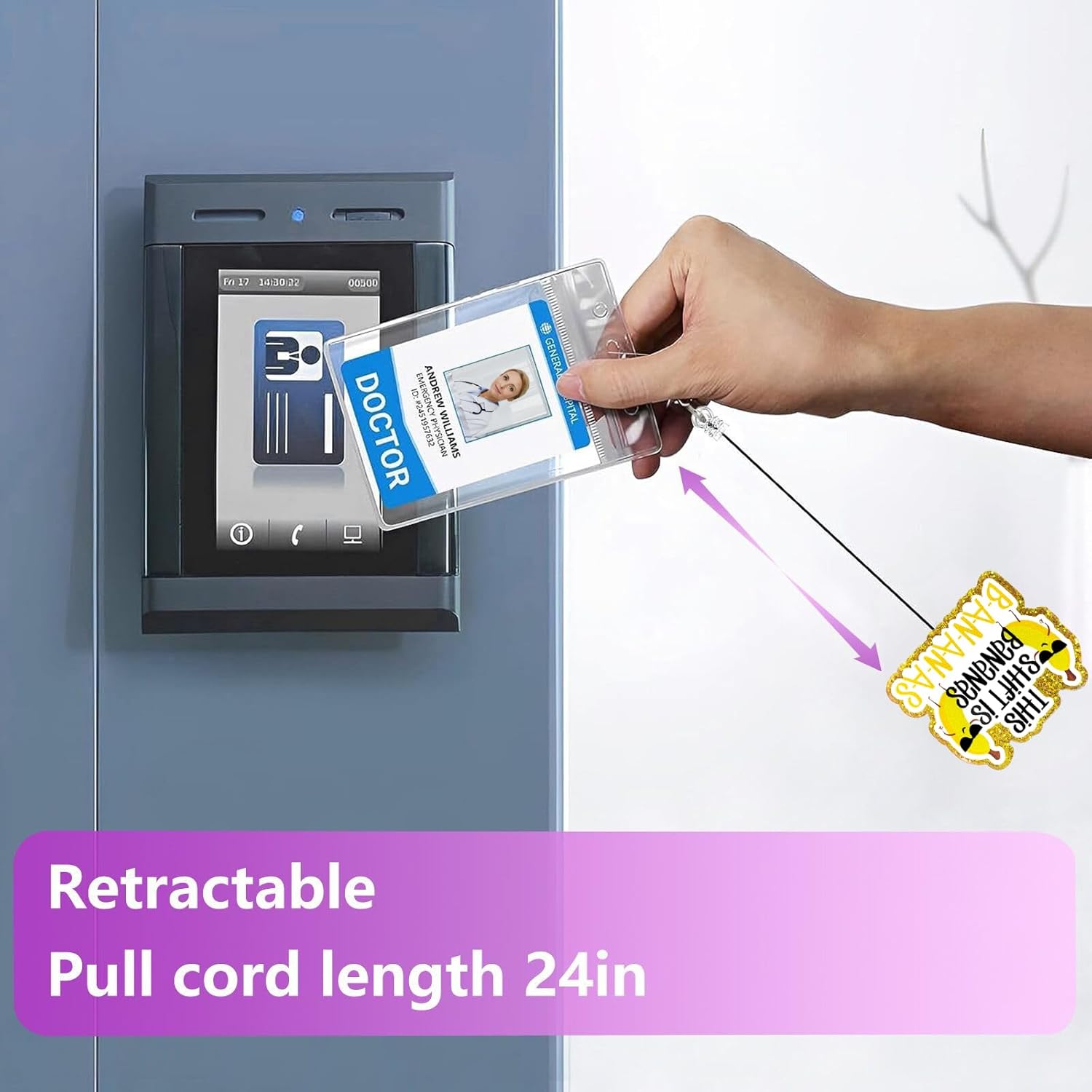 This Shift is Bananas Funny Badge Reel Retractable for Nurse Nursing RN CNA Medical Assistant & Teacher | Funny Nurse Gifts Banana Badge Holder with Alligator Clip & 24” Durable Nylon Cord | Acrylic - Image 5