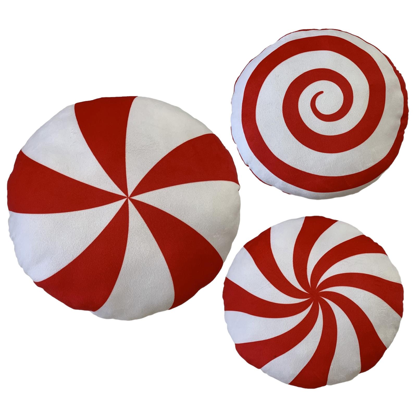 Cuscino Natalizio Rotondo Lecca-Lecca: Morbido Cuscino A Spirale Rosso E Bianco Per Divano E Letto, Decorazione Natale 35 Cm - 2