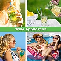 Vista 7 de Kynup Paquete de 4 popotes reutilizables, pajitas de metal con piezas de silicona, popotes de viaje con estuche, llavero, cepillos de limpieza