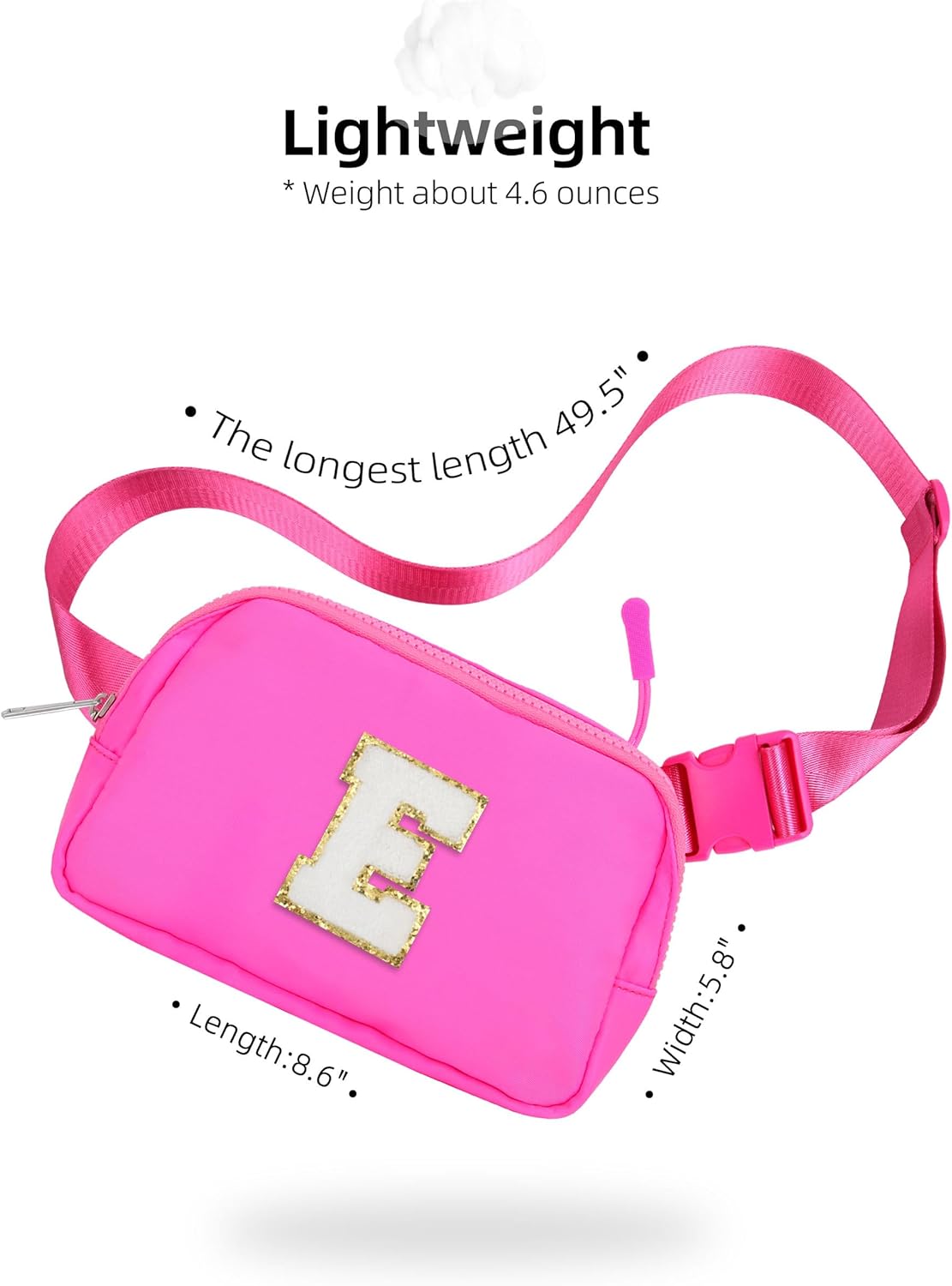 Fanny Pack For Girls Birthday Christmas Gifts Idea For 4 5 6 7 8 9 10 11 12 13 Year Old Kids Cute Trendy Belt Bag Fashionable Waist Packs Crossbody Bag Initial Letter E Hot Pink - Image 5