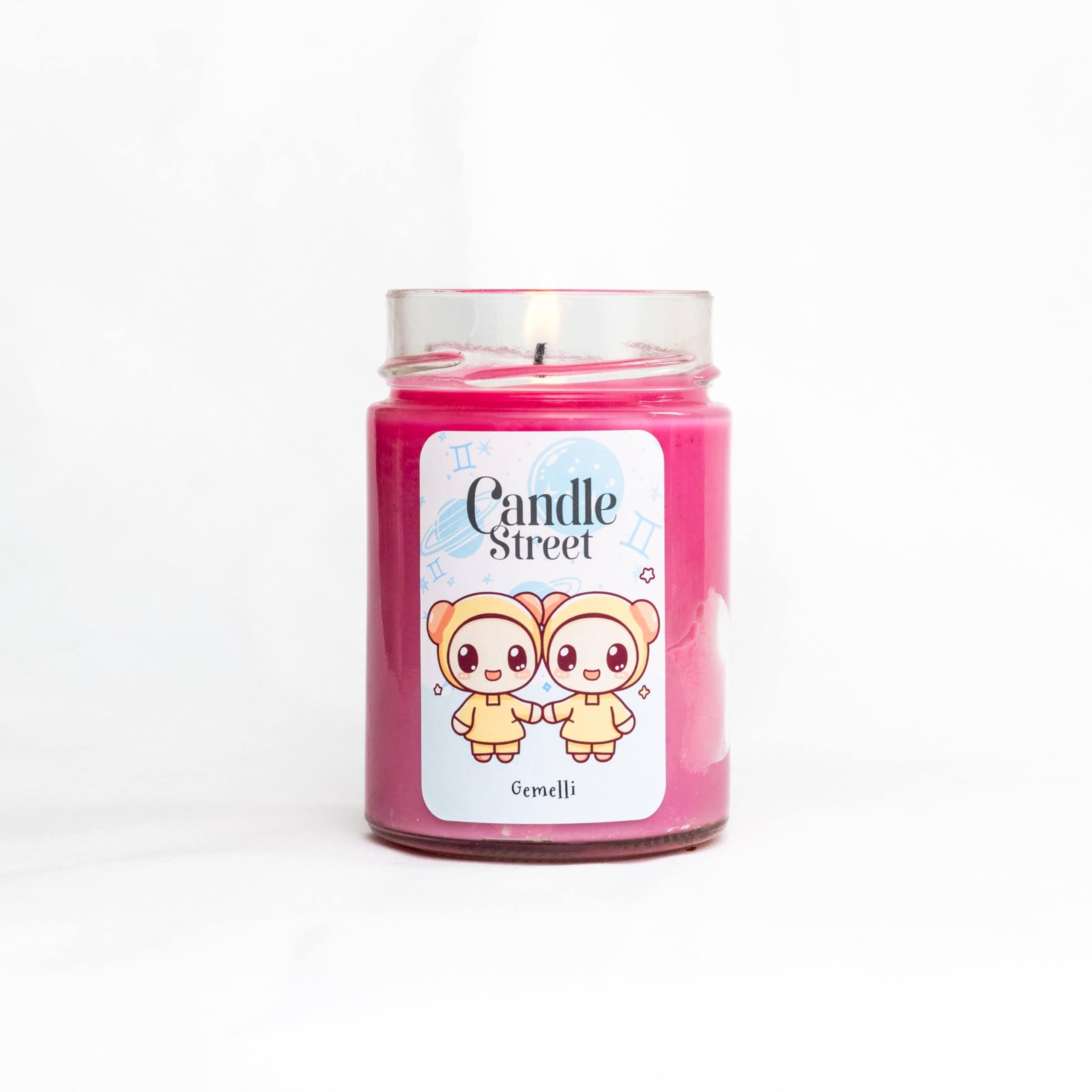 Candle Street Bliźnięta zodiakalna świeca | Zapachowa świeca | Zapachowa świeca cytrynowa, mięta pieprzowa i lawenda | 500 g - długa żywotność 100 h | rękodzieło, wegańskie, wyprodukowane we Włoszech