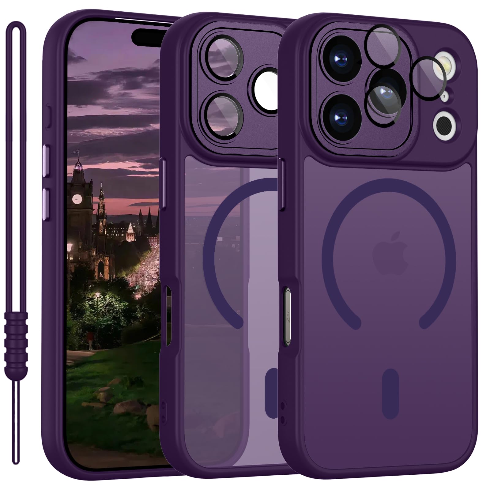 YUANDMI für iPhone 17 Pro Hülle kompatibel mit MagSafe, Handyhülle für iPhone 17 Pro Magnetisch Matte Touch Kameraschutz, rutschfest Kratzfest Schutz Stoßfest Hülle Dunkel Violett